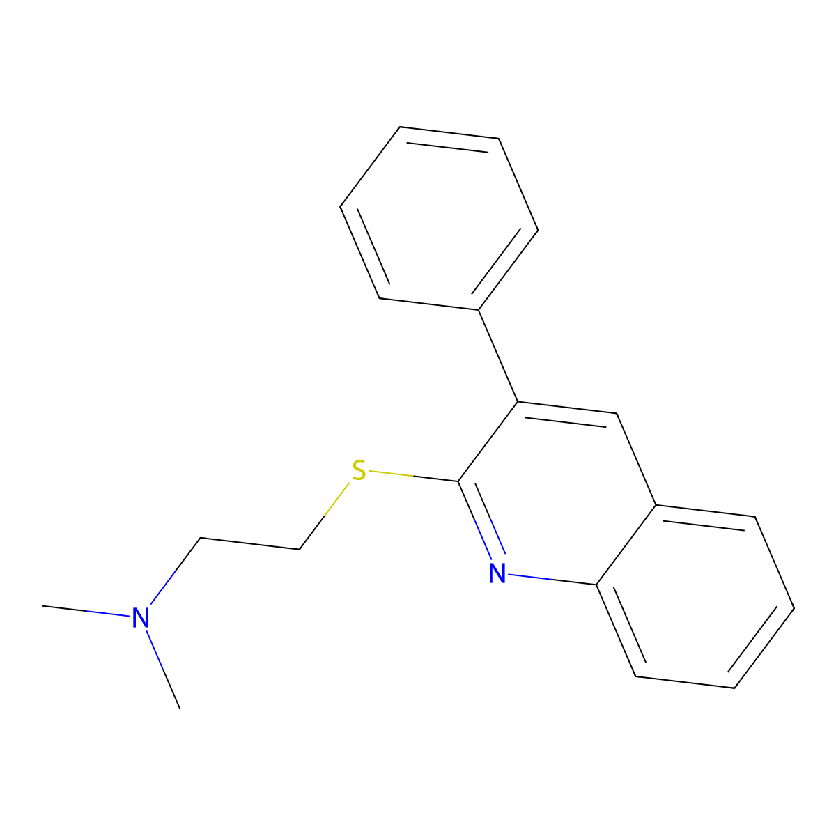 2-((2-(Dimethylamino)ethyl)thio)-3-phenylquinoline molecular structure, CAS 85273-95-6