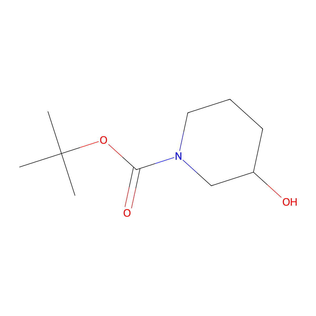1-Boc-3-hydroxypiperidine molecular structure, CAS 85275-45-2