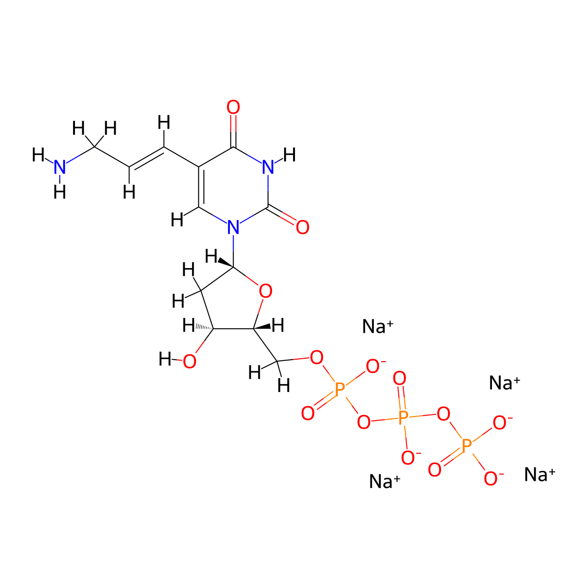 5-(3-Aminoallyl)-2'-deoxyuridine-5'-O-triphosphate (sodium salt) molecular structure, CAS 85280-65-5