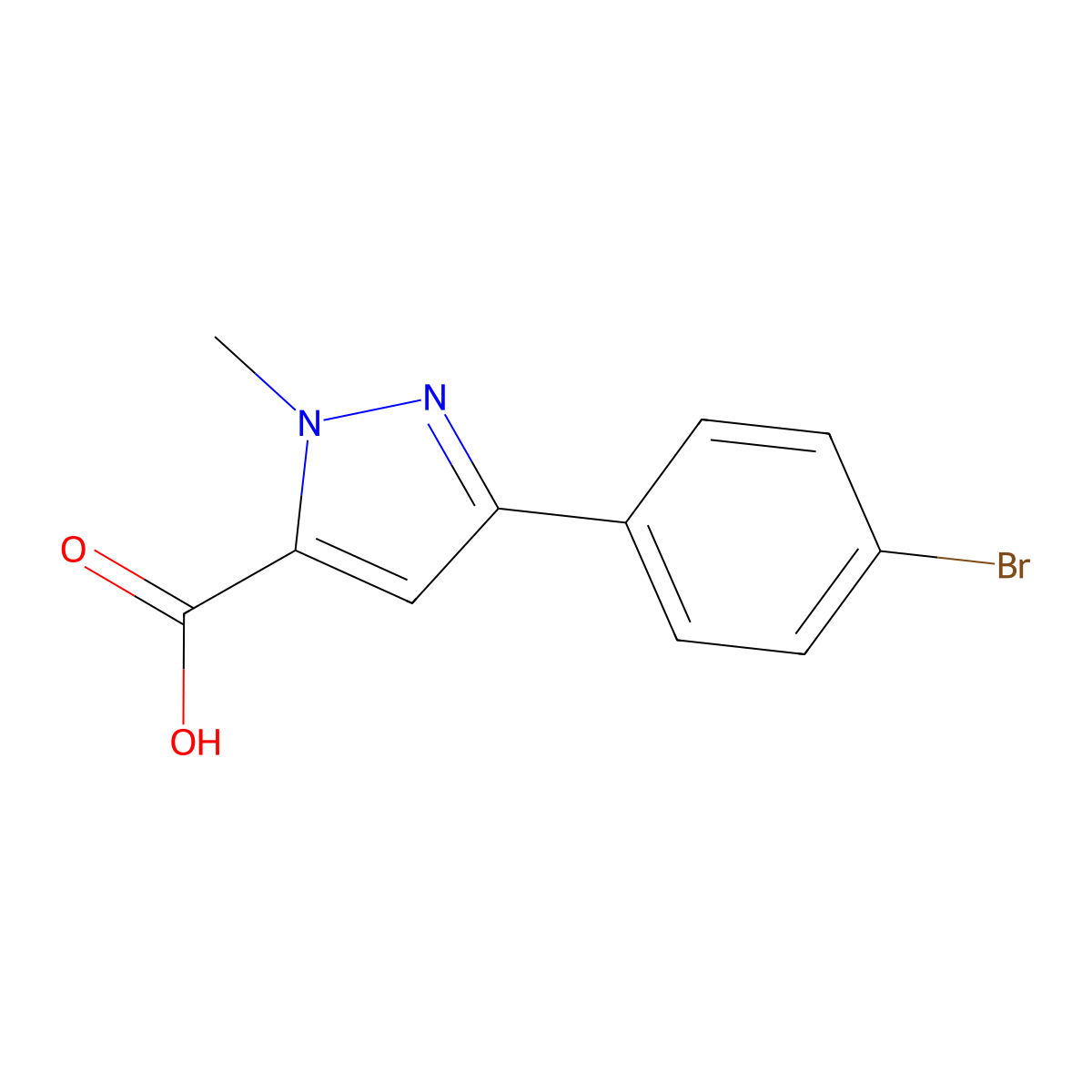 3-(4-bromophenyl)-1-methyl-1H-pyrazole-5-carboxylic acid molecular structure, CAS 852815-40-8