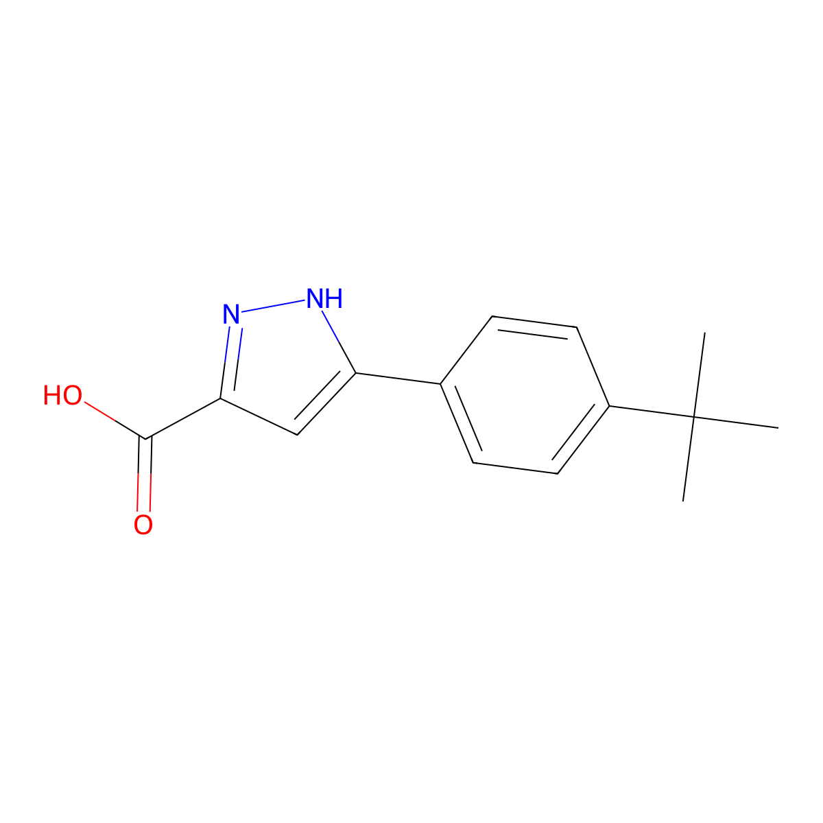 5-(4-tert-butylphenyl)-1H-pyrazole-3-carboxylic acid molecular structure, CAS 852816-01-4