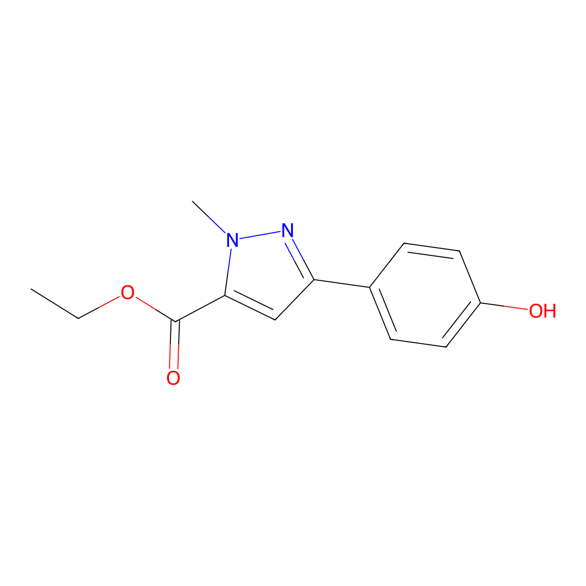 Ethyl 3-(4-hydroxyphenyl)-1-methyl-1h-pyrazole-5-carboxylate molecular structure, CAS 852816-08-1