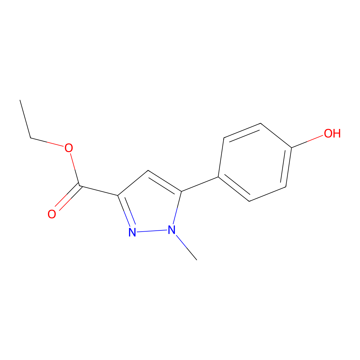Ethyl 5-(4-hydroxyphenyl)-1-methyl-1h-pyrazole-3-carboxylate molecular structure, CAS 852816-13-8