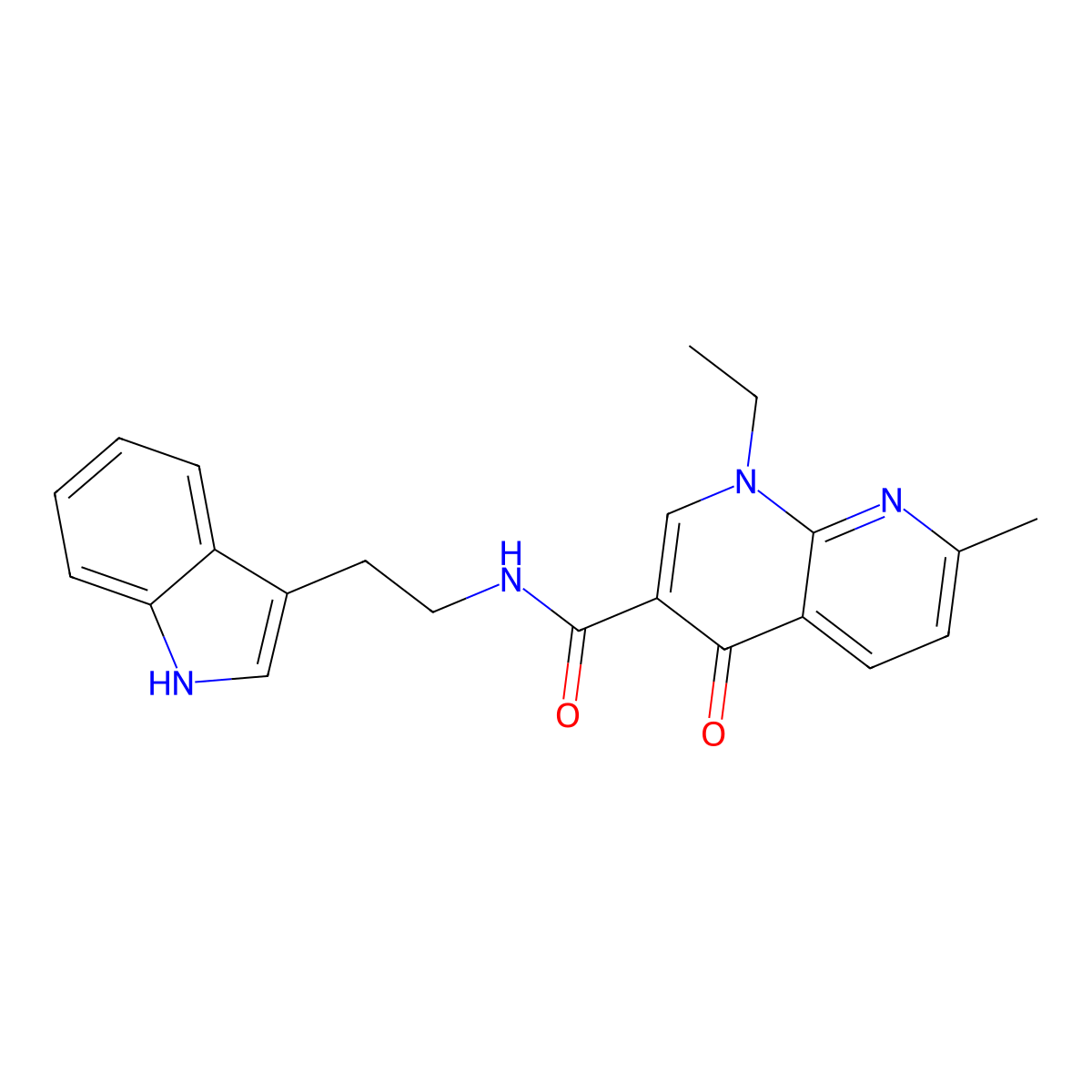 1-ethyl-N-[2-(1H-indol-3-yl)ethyl]-7-methyl-4-oxo-1,4-dihydro-1,8-naphthyridine-3-carboxamide molecular structure, CAS 852824-92-1