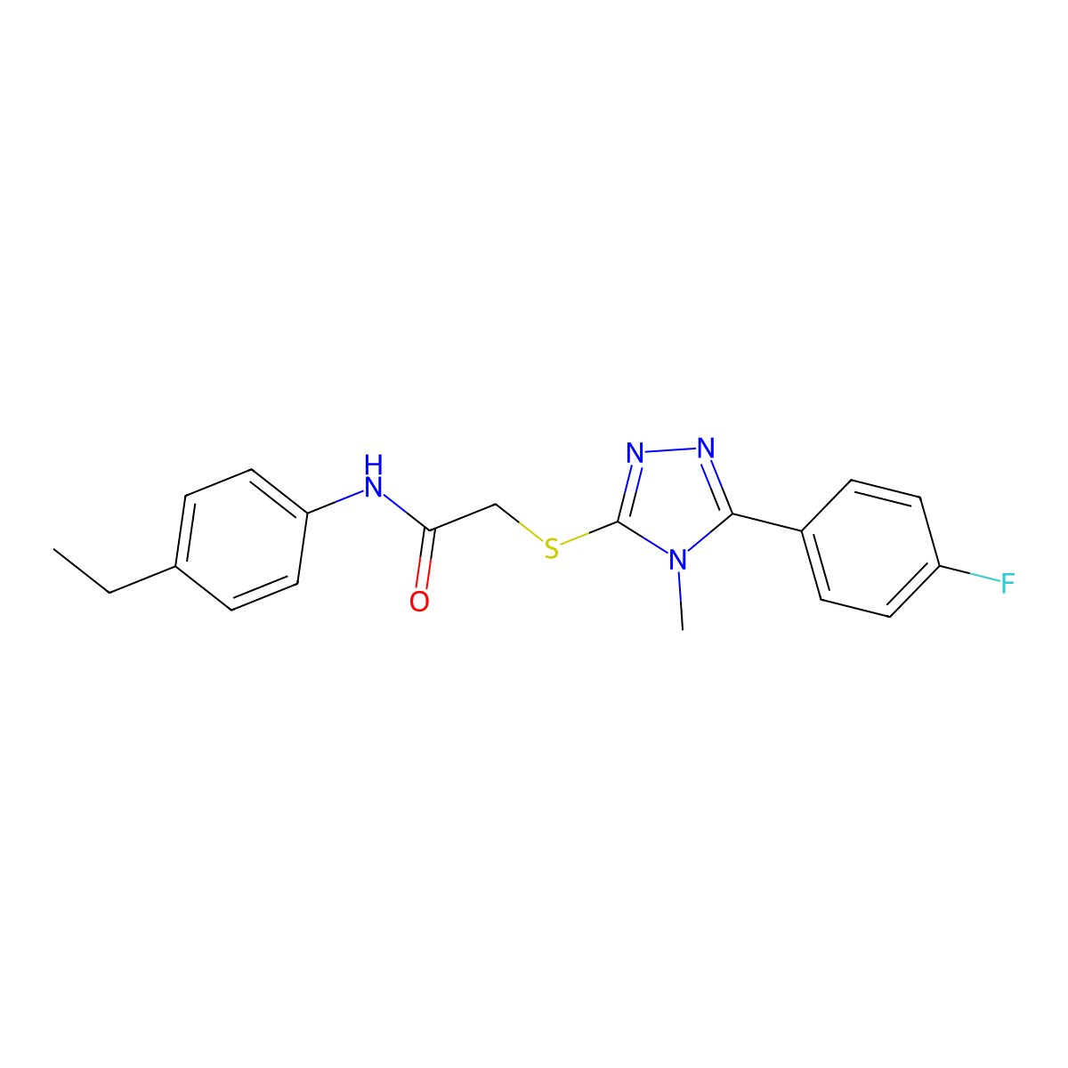 N-(4-ethylphenyl)-2-{[5-(4-fluorophenyl)-4-methyl-4H-1,2,4-triazol-3-yl]sulfanyl}acetamide molecular structure, CAS 852828-38-7