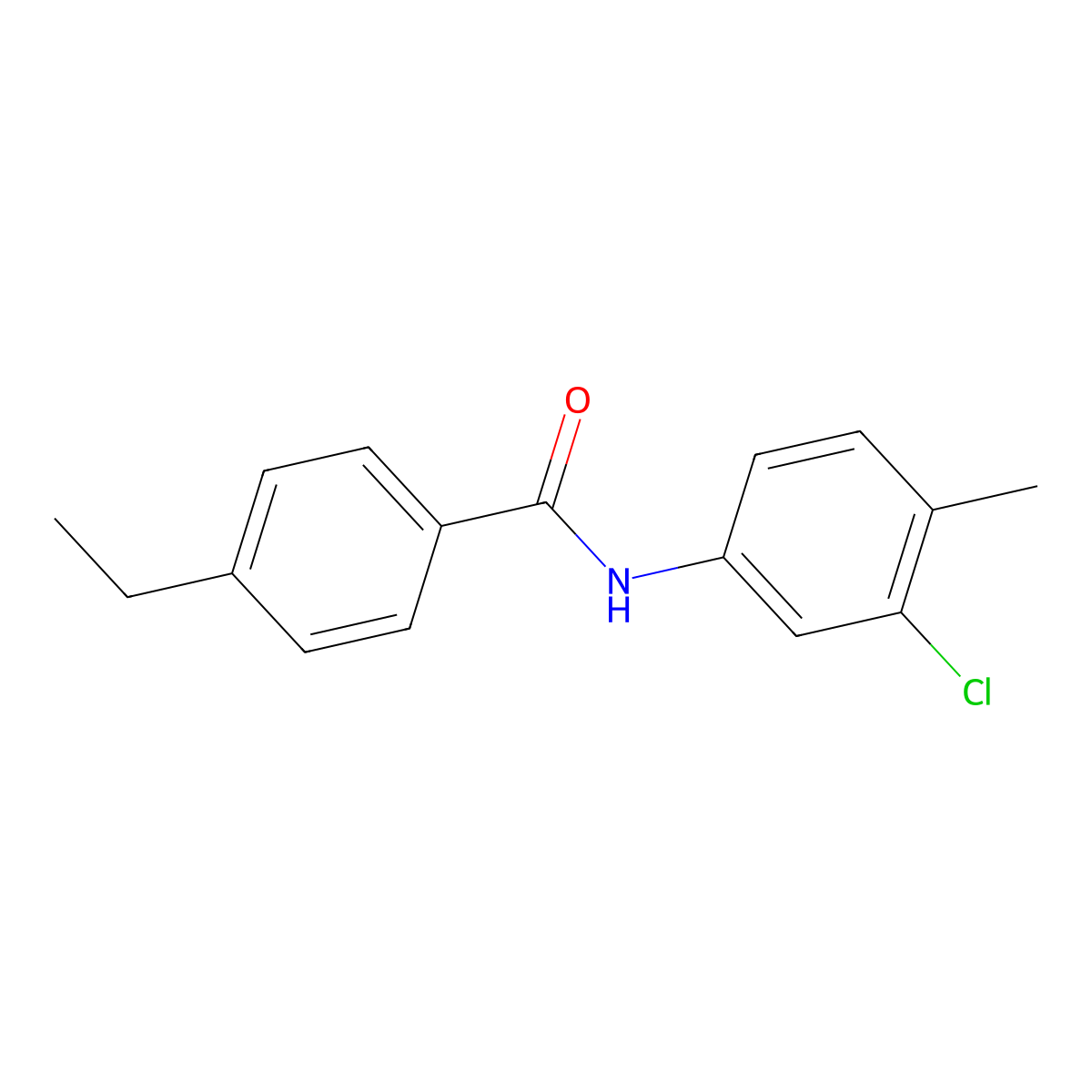 N-(3-chloro-4-methylphenyl)-4-ethylbenzamide molecular structure, CAS 852830-79-6