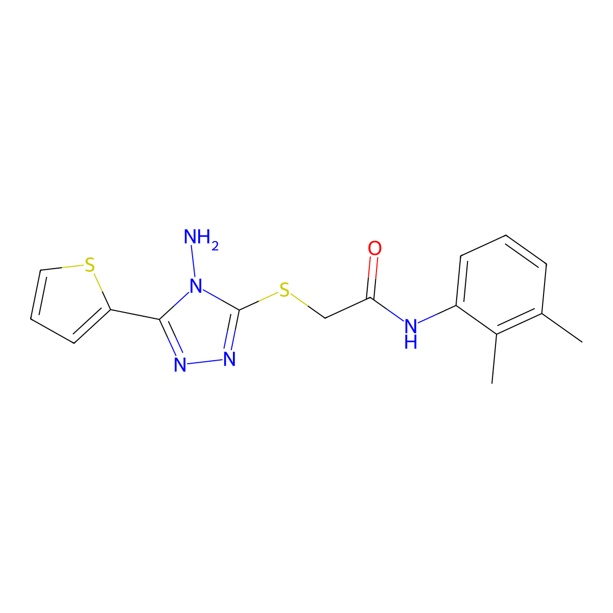 2-{[4-amino-5-(thiophen-2-yl)-4H-1,2,4-triazol-3-yl]sulfanyl}-N-(2,3-dimethylphenyl)acetamide molecular structure, CAS 852831-06-2
