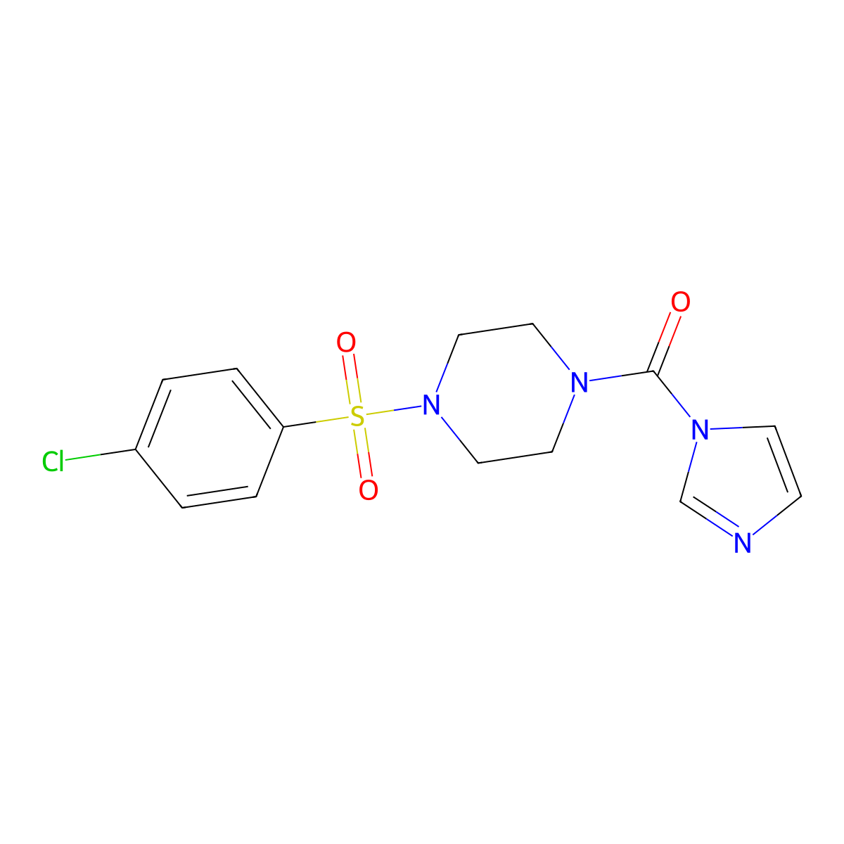 1-(4-chlorobenzenesulfonyl)-4-(1H-imidazole-1-carbonyl)piperazine molecular structure, CAS 852840-19-8