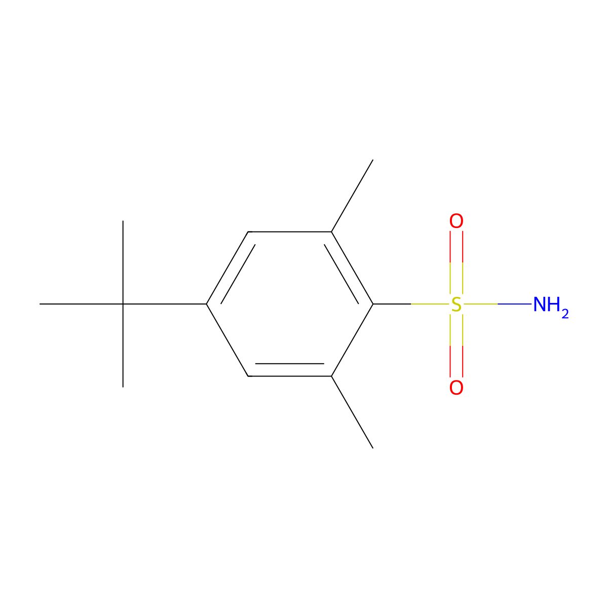 4-Tert-butyl-2,6-dimethylbenzene-1-sulfonamide molecular structure, CAS 852840-30-3