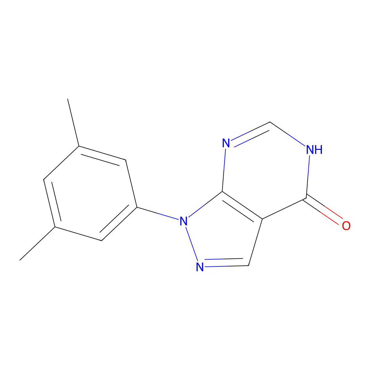 1-(3,5-dimethylphenyl)-1H,4H,5H-pyrazolo[3,4-d]pyrimidin-4-one molecular structure, CAS 852840-43-8