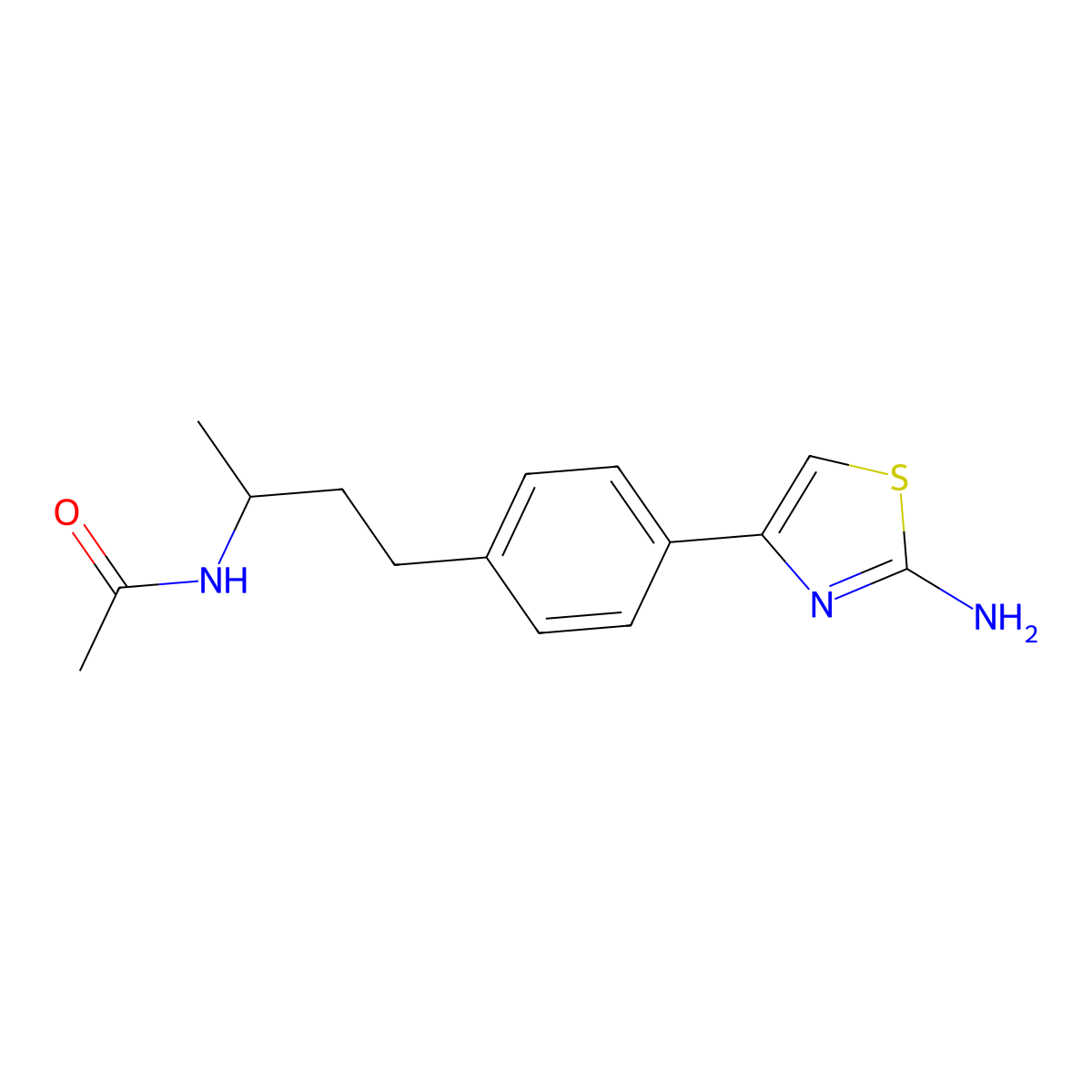N-{4-[4-(2-amino-1,3-thiazol-4-yl)phenyl]butan-2-yl}acetamide molecular structure, CAS 852840-55-2