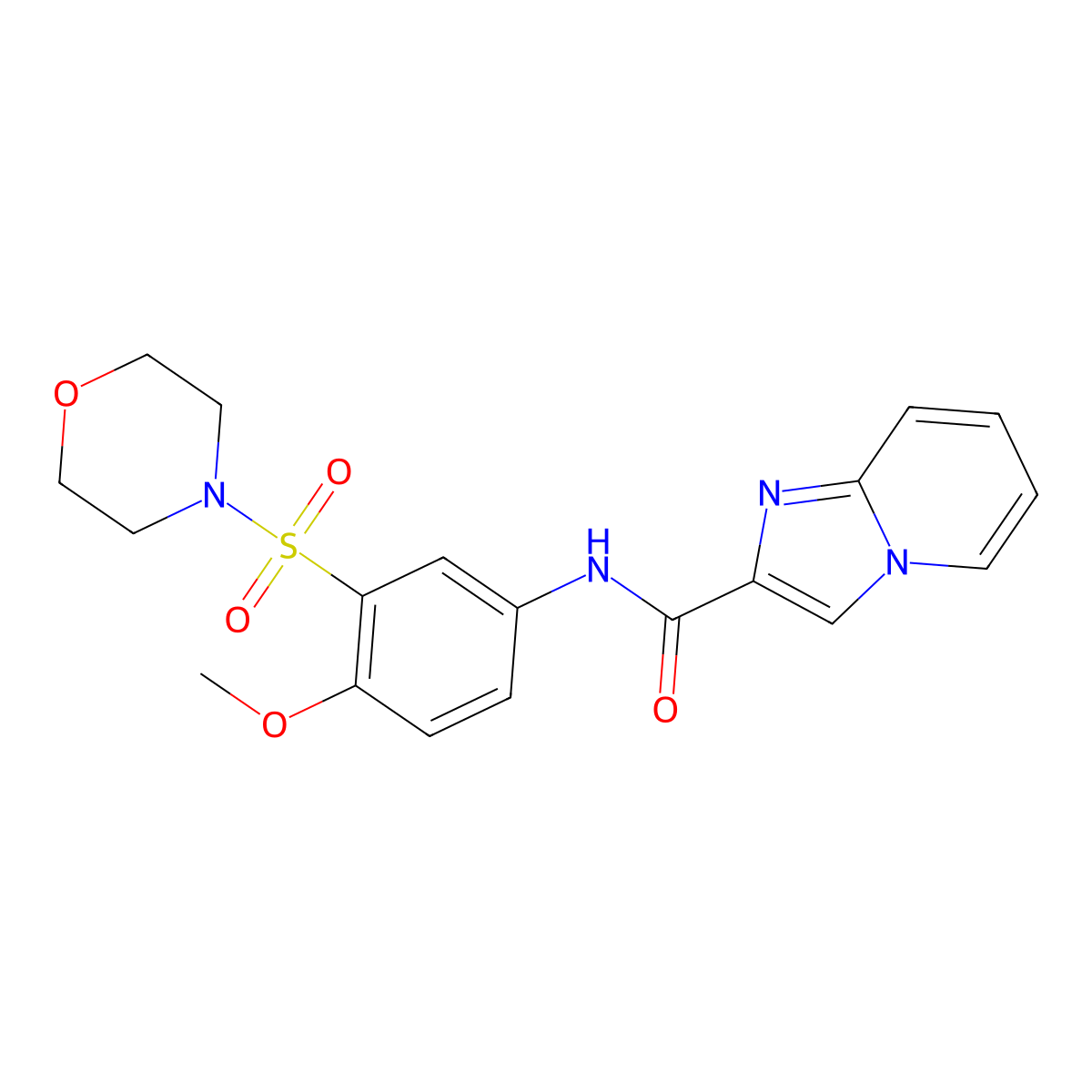 N-(4-Methoxy-3-(morpholinosulfonyl)phenyl)imidazo[1,2-a]pyridine-2-carboxamide molecular structure, CAS 852845-92-2