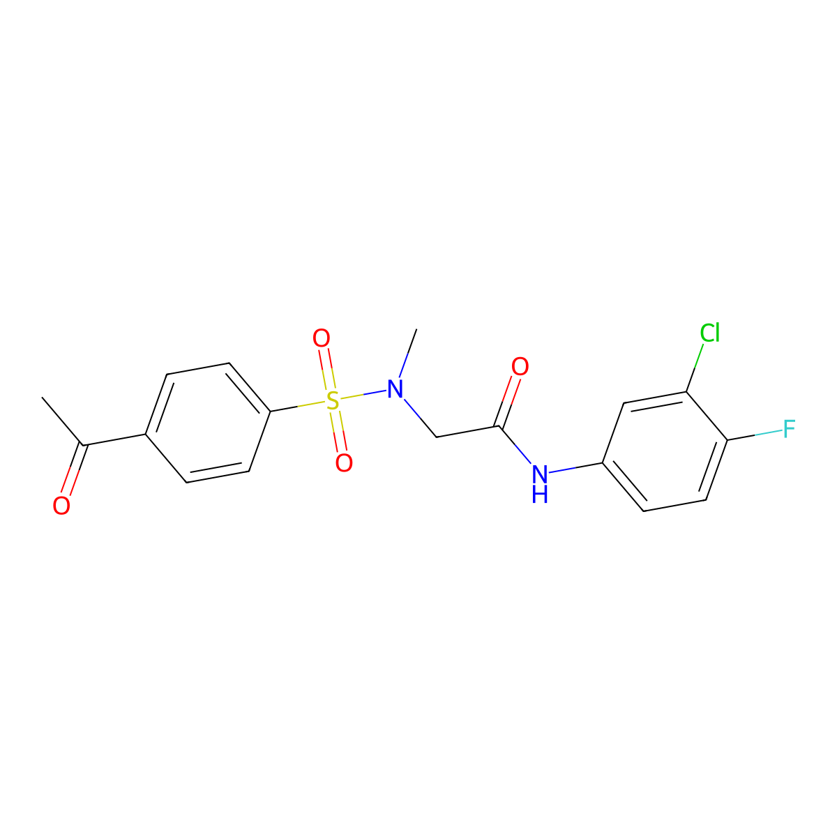 2-[[(4-Acetylphenyl)sulfonyl]methylamino]-N-(3-chloro-4-fluorophenyl)-acetamide molecular structure, CAS 852846-92-5