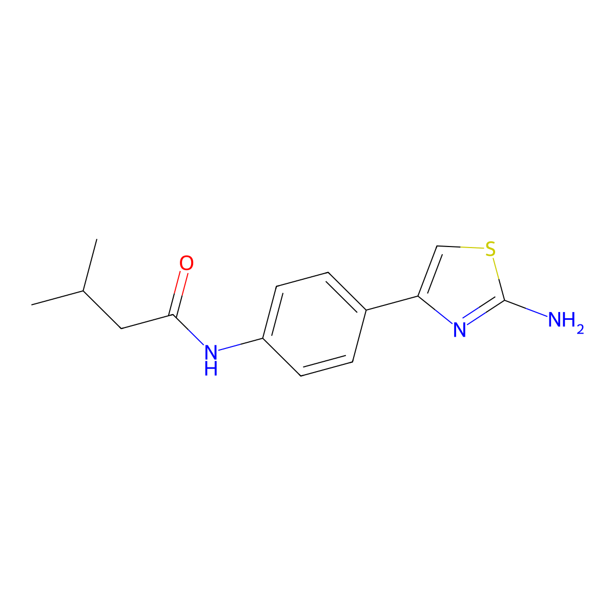 N-[4-(2-amino-1,3-thiazol-4-yl)phenyl]-3-methylbutanamide molecular structure, CAS 852851-65-1