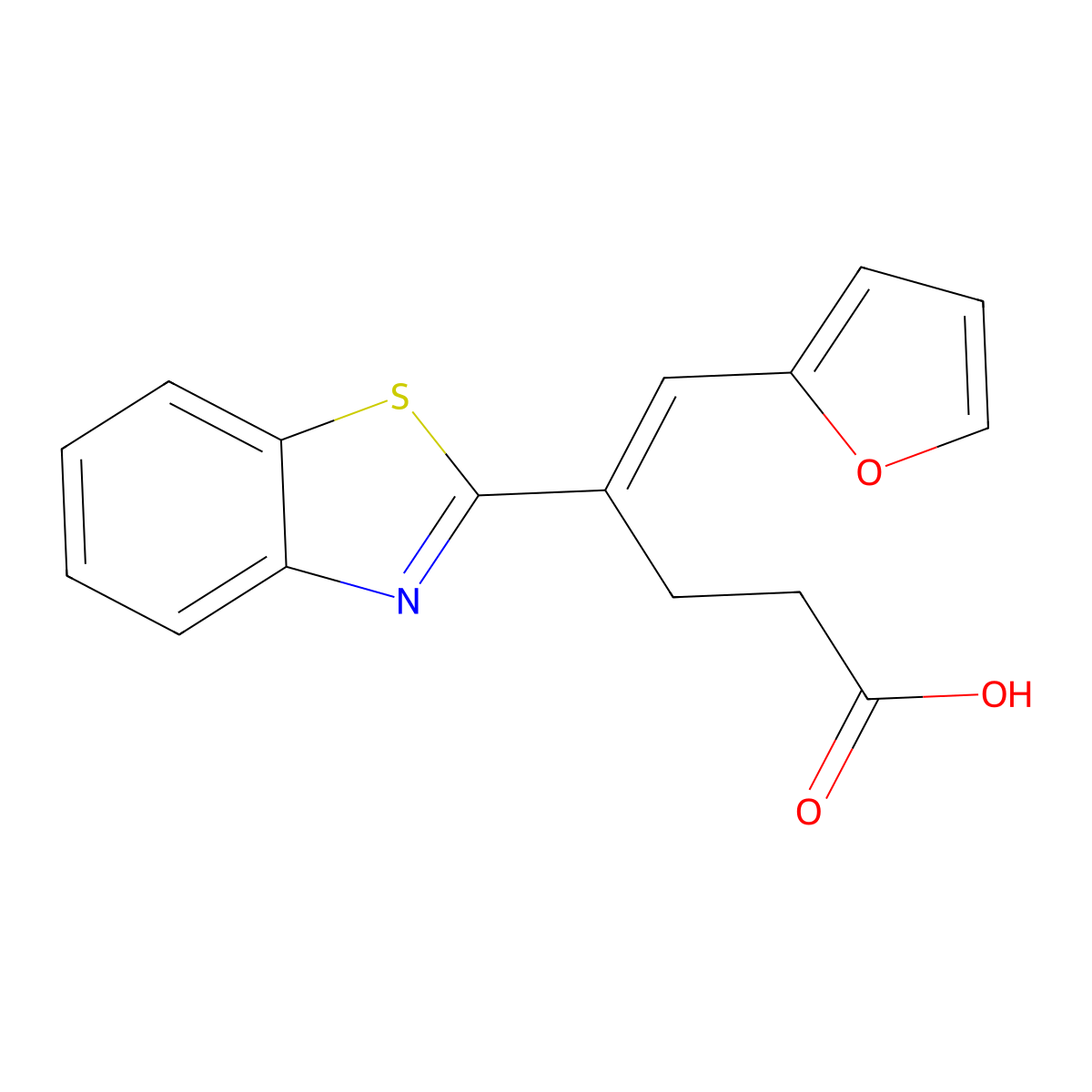 gamma-(2-Furanylmethylene)-2-benzothiazolebutanoic acid molecular structure, CAS 852851-67-3