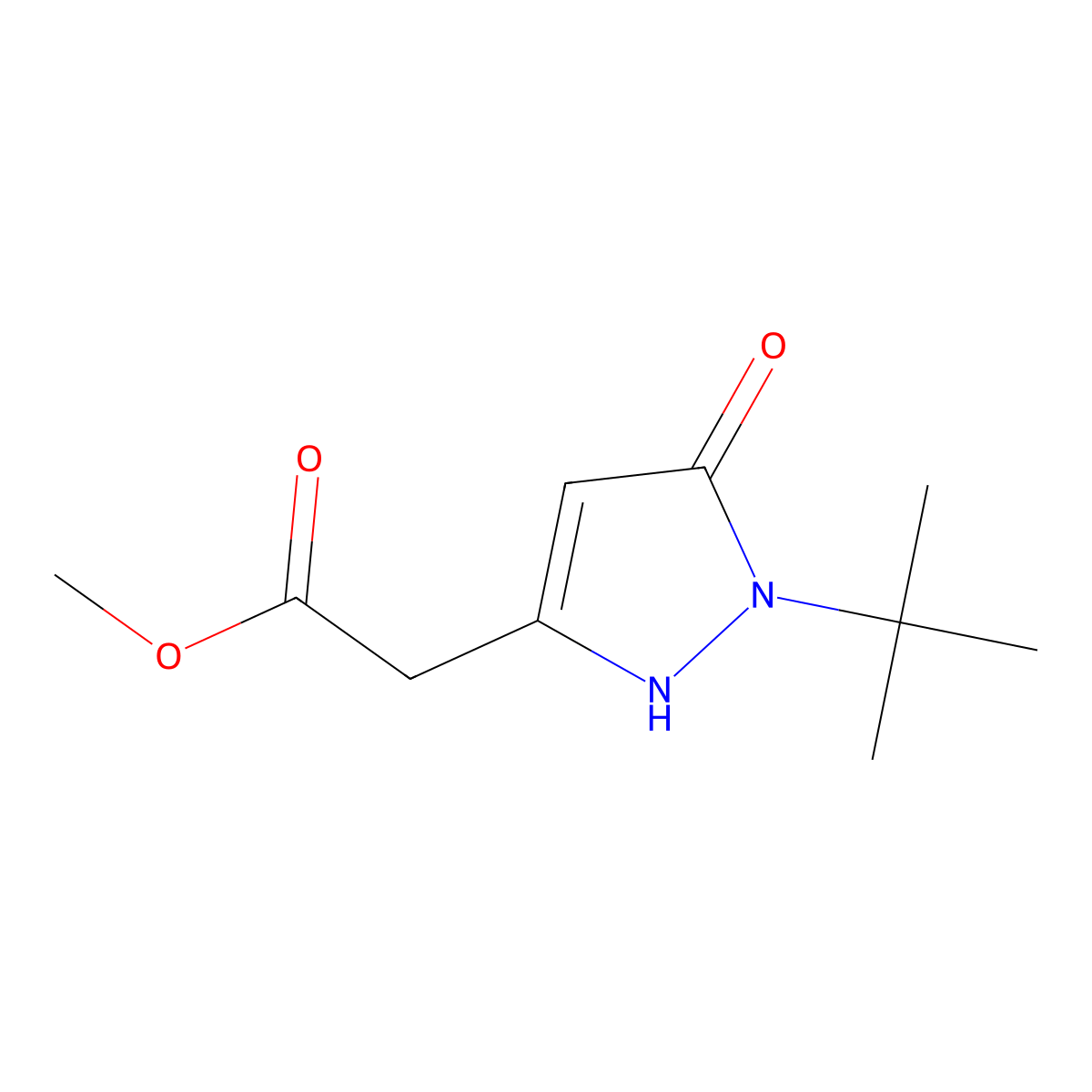 methyl 2-(1-tert-butyl-5-oxo-2,5-dihydro-1H-pyrazol-3-yl)acetate molecular structure, CAS 852851-68-4