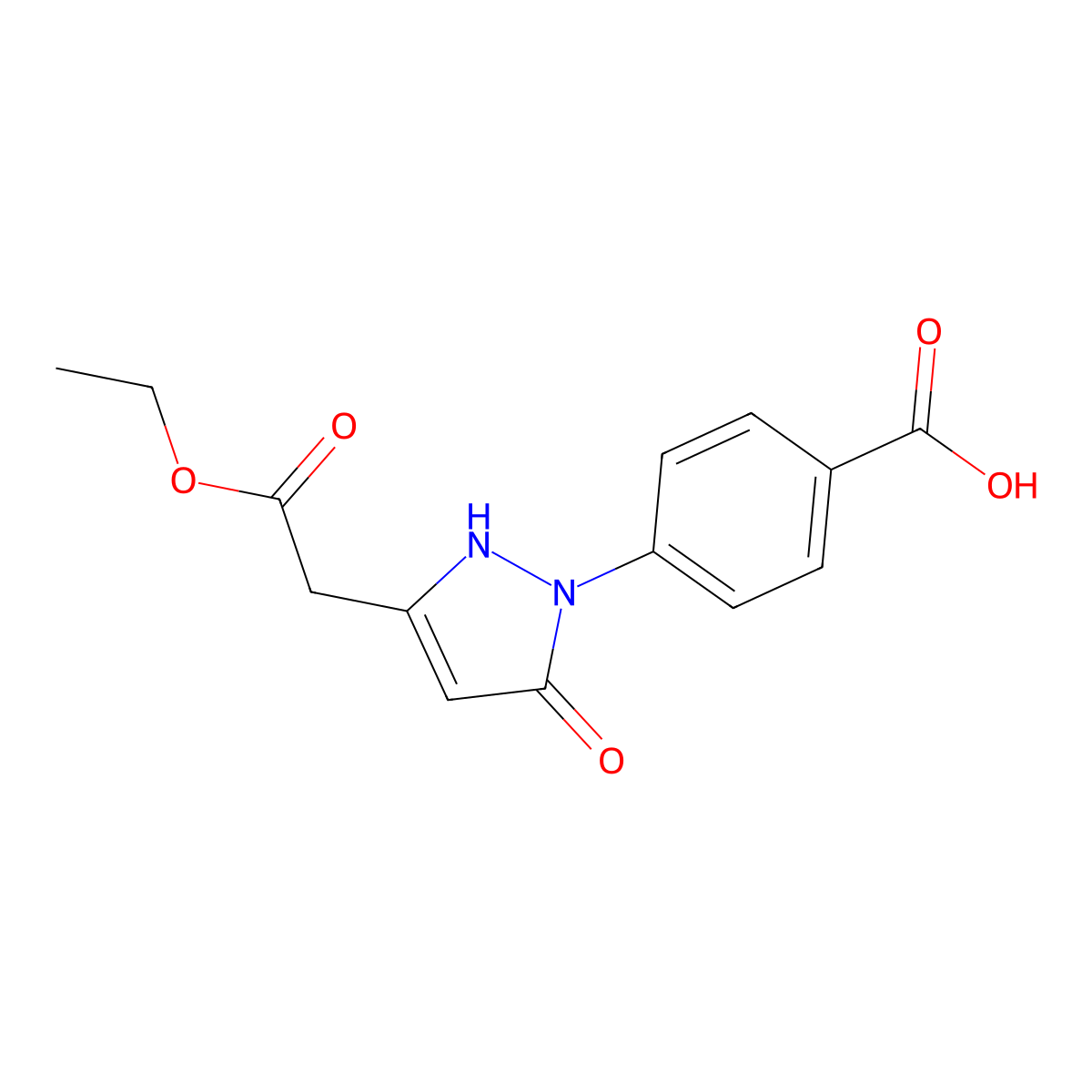 4-[3-(2-ethoxy-2-oxoethyl)-5-oxo-2,5-dihydro-1H-pyrazol-1-yl]benzoic acid molecular structure, CAS 852851-71-9