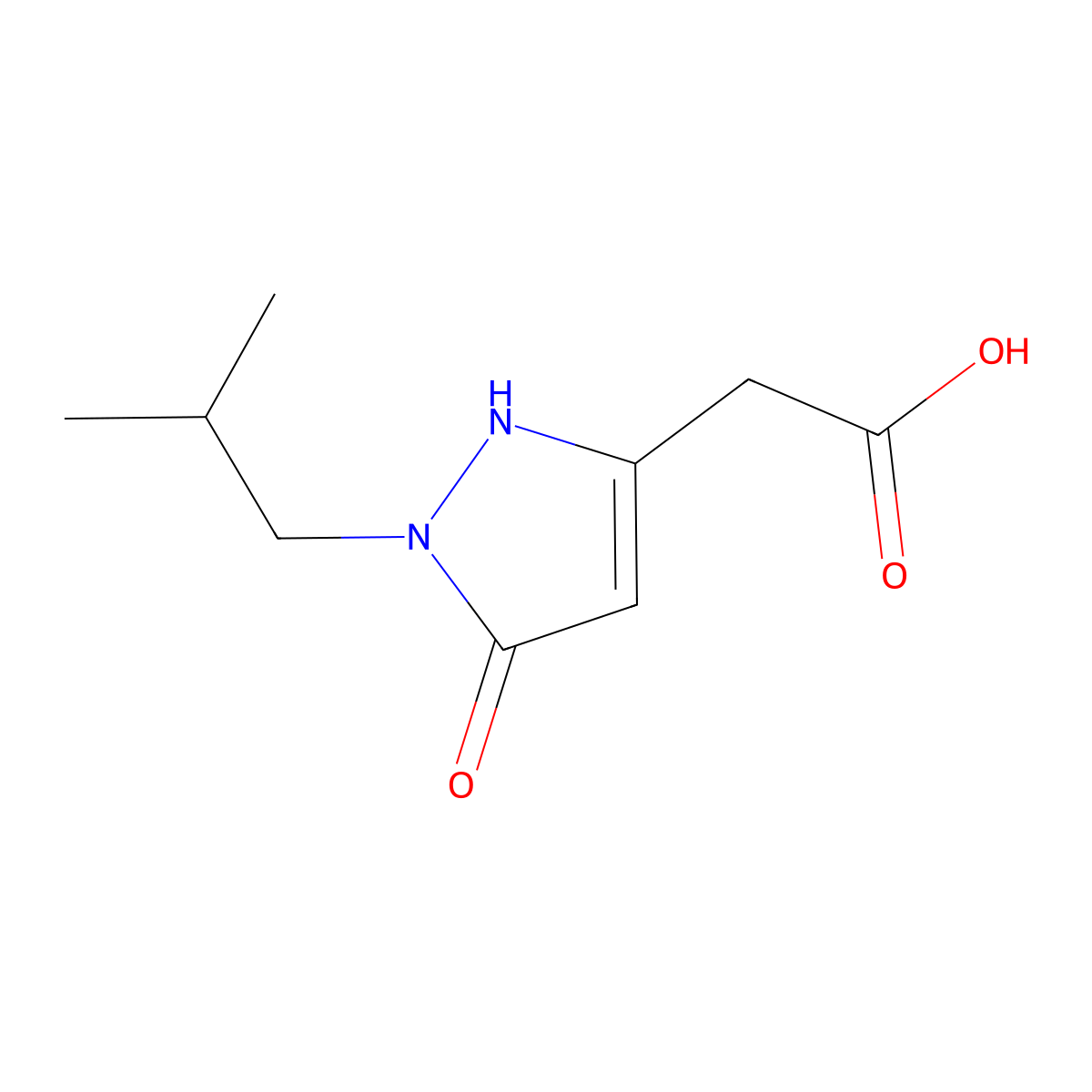 2-(1-(2-methylpropyl)-5-oxo-2,5-dihydro-1H-pyrazol-3-yl)acetic acid molecular structure, CAS 852851-73-1