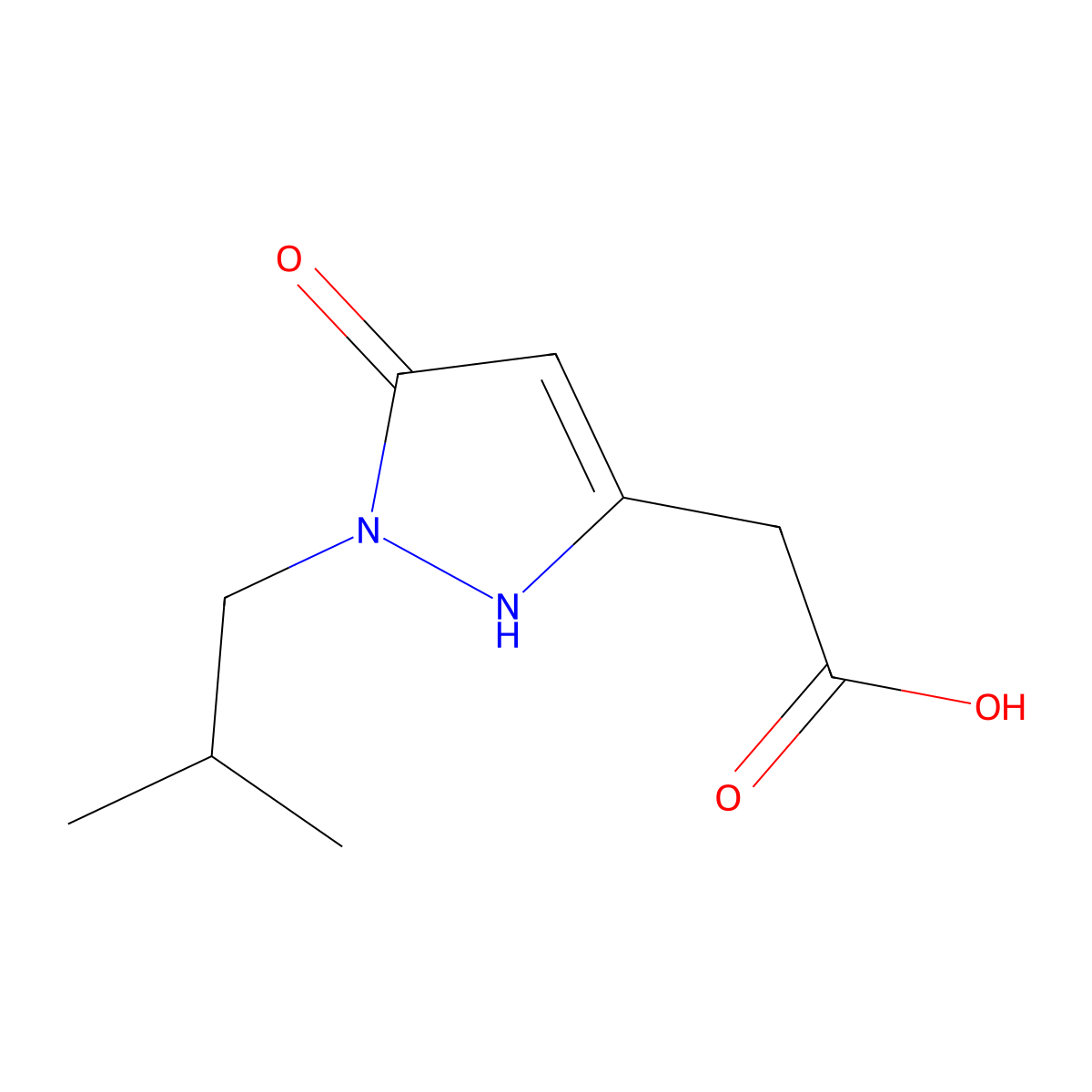 2-(1-(2-methylpropyl)-5-oxo-2,5-dihydro-1H-pyrazol-3-yl)acetic acid molecular structure, CAS 852851-73-1