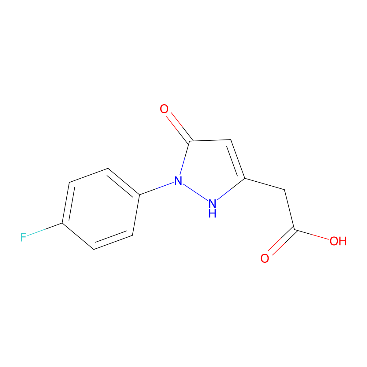 2-[1-(4-fluorophenyl)-5-oxo-2,5-dihydro-1H-pyrazol-3-yl]acetic acid molecular structure, CAS 852851-74-2