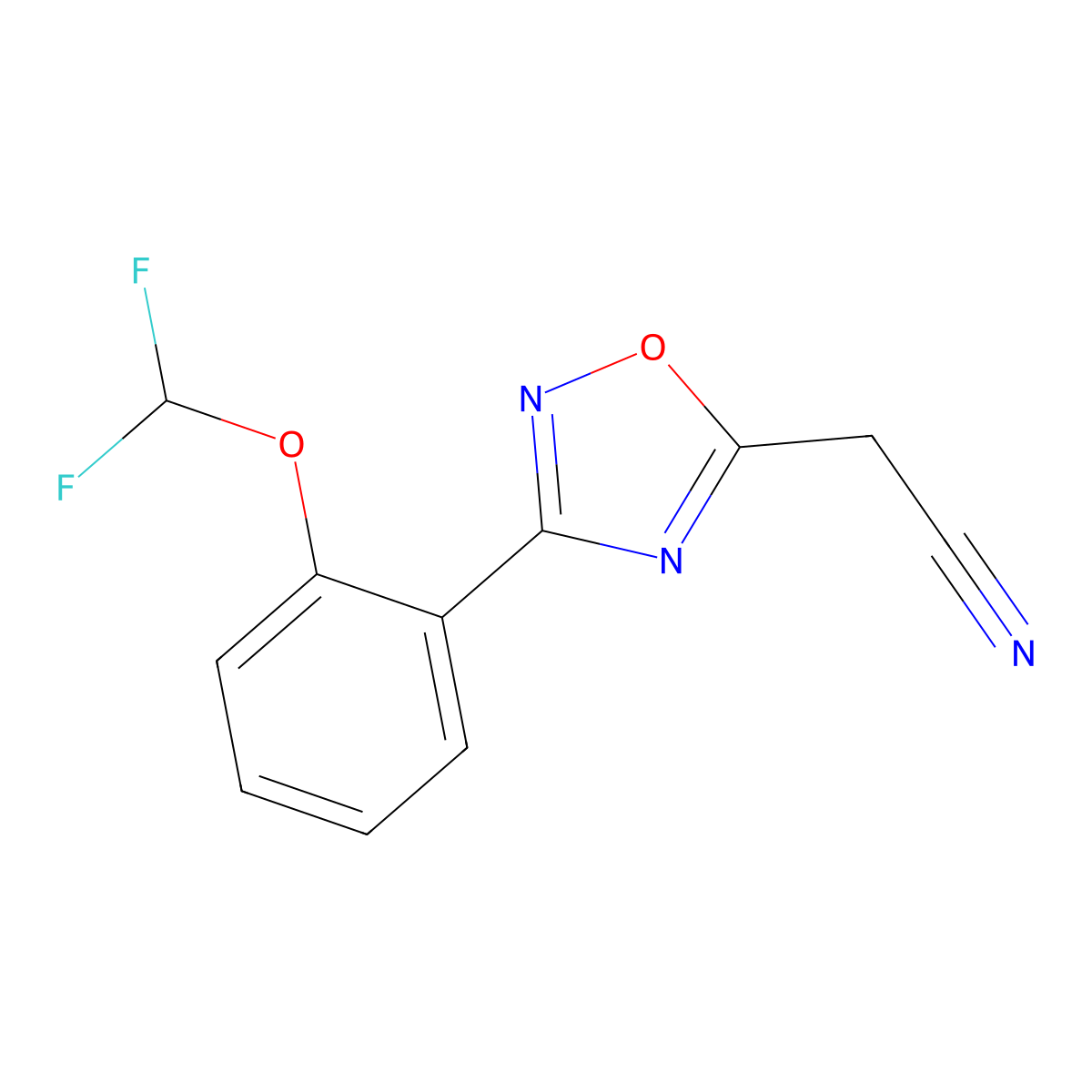 2-{3-[2-(Difluoromethoxy)phenyl]-1,2,4-oxadiazol-5-yl}acetonitrile molecular structure, CAS 852851-75-3