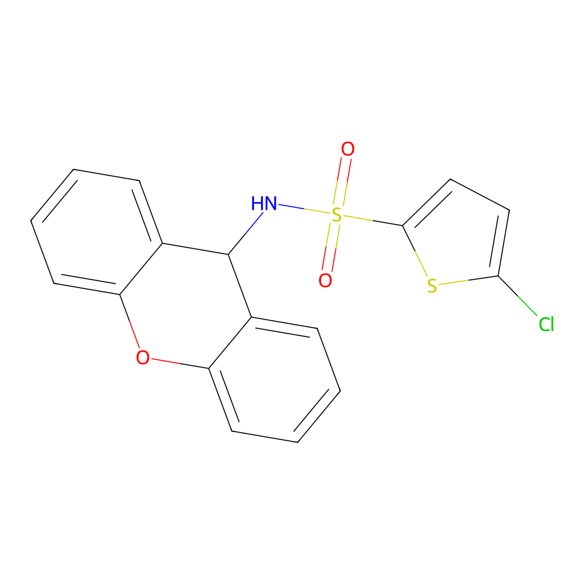 5-chloro-N-(9H-xanthen-9-yl)thiophene-2-sulfonamide molecular structure, CAS 852851-82-2