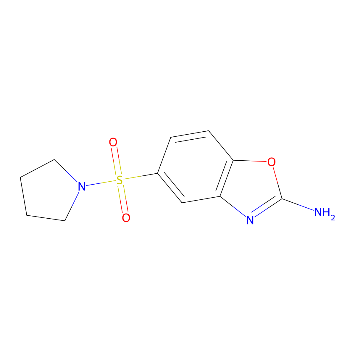 5-(Pyrrolidin-1-ylsulfonyl)-1,3-benzoxazol-2-amine molecular structure, CAS 852851-83-3