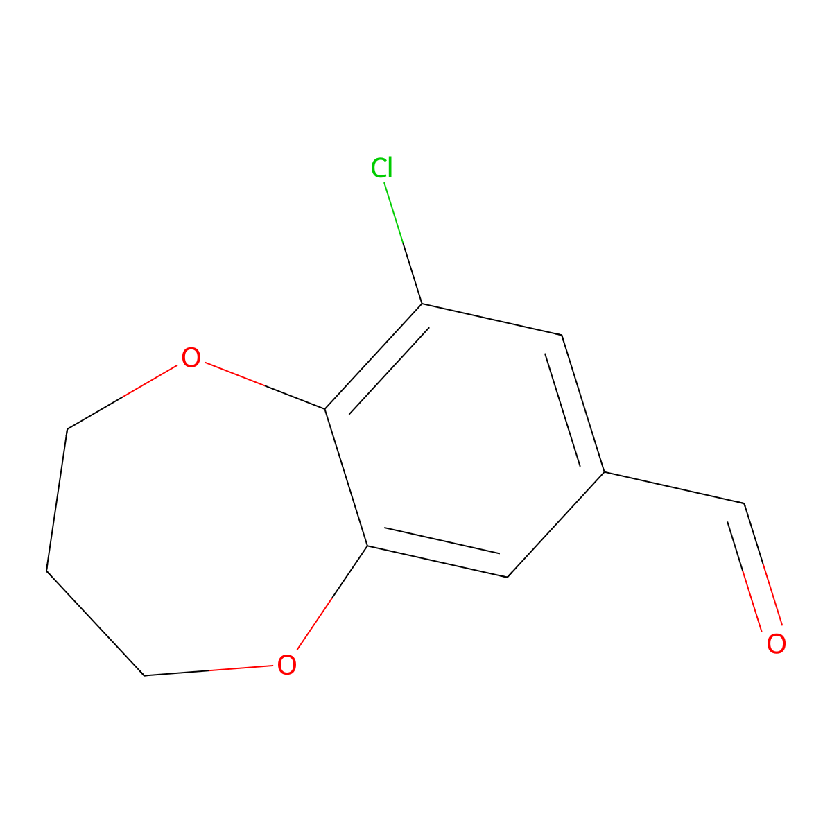 9-chloro-3,4-dihydro-2H-1,5-benzodioxepine-7-carbaldehyde molecular structure, CAS 852851-89-9