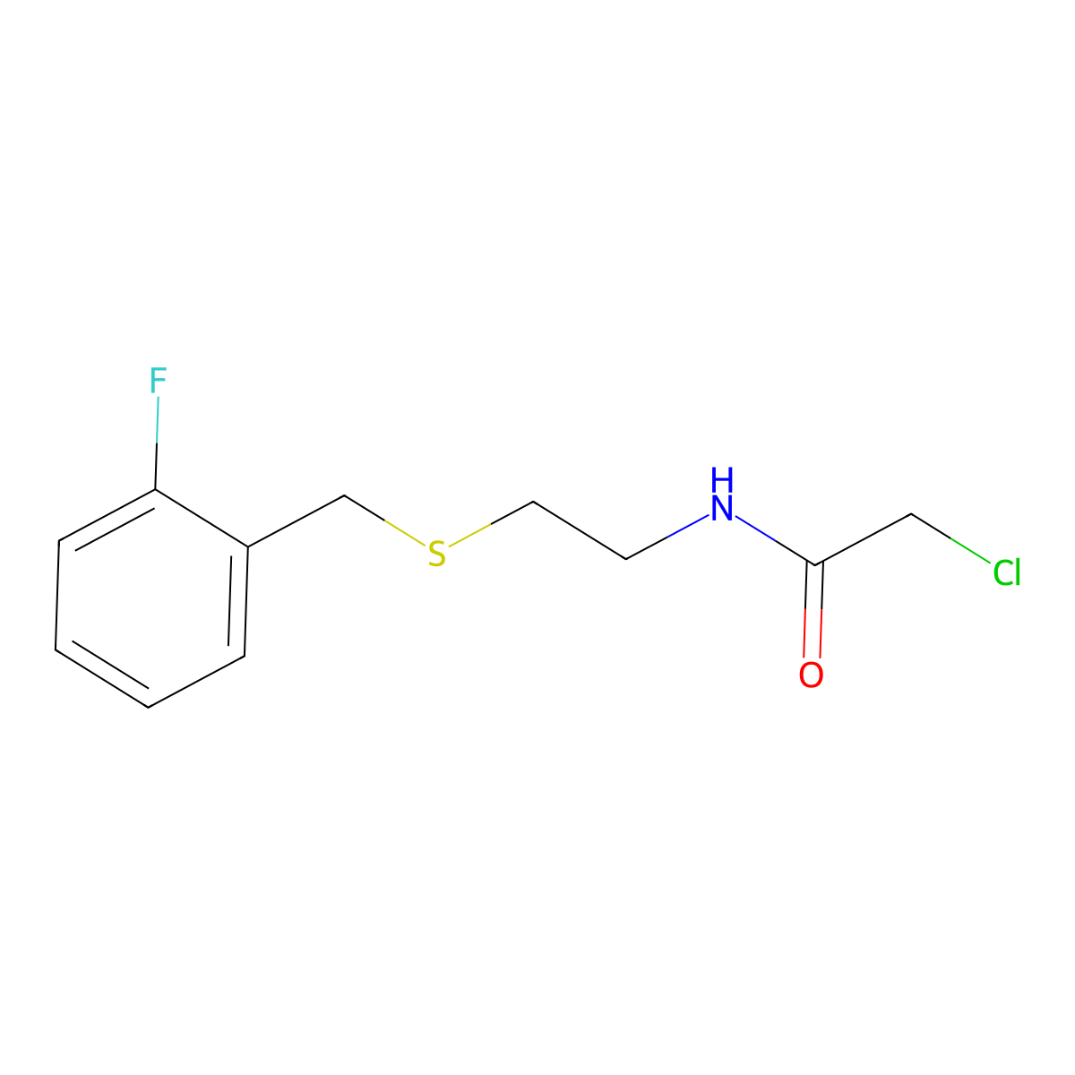 2-chloro-N-(2-{[(2-fluorophenyl)methyl]sulfanyl}ethyl)acetamide molecular structure, CAS 852851-92-4