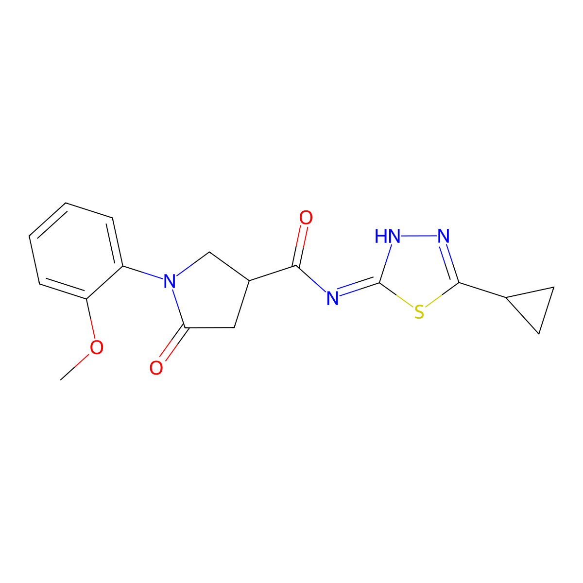 N-(5-cyclopropyl-1,3,4-thiadiazol-2-yl)-1-(2-methoxyphenyl)-5-oxopyrrolidine-3-carboxamide molecular structure, CAS 852870-82-7
