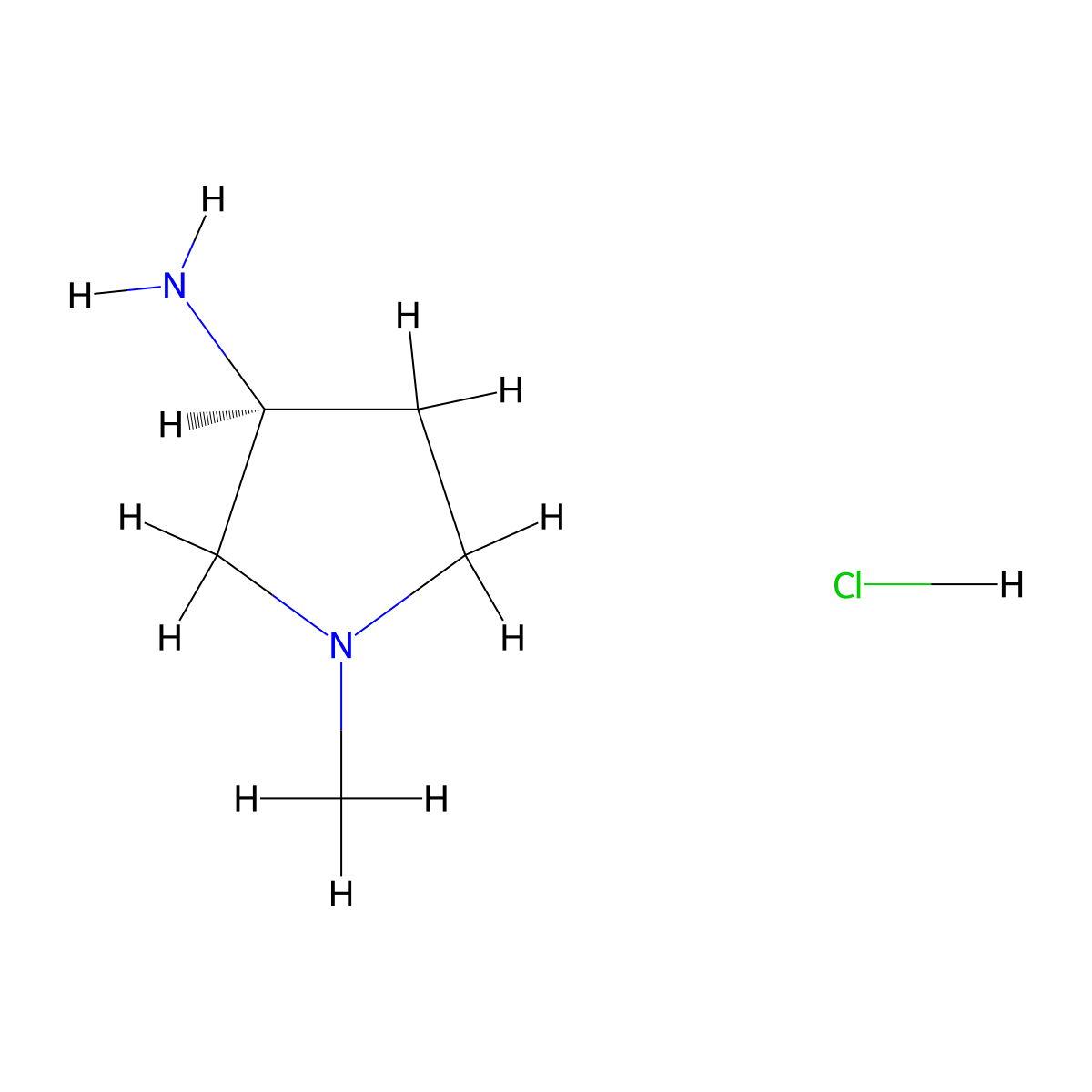 (S)-1-Methylpyrrolidin-3-amine hydrochloride molecular structure, CAS 852874-61-4