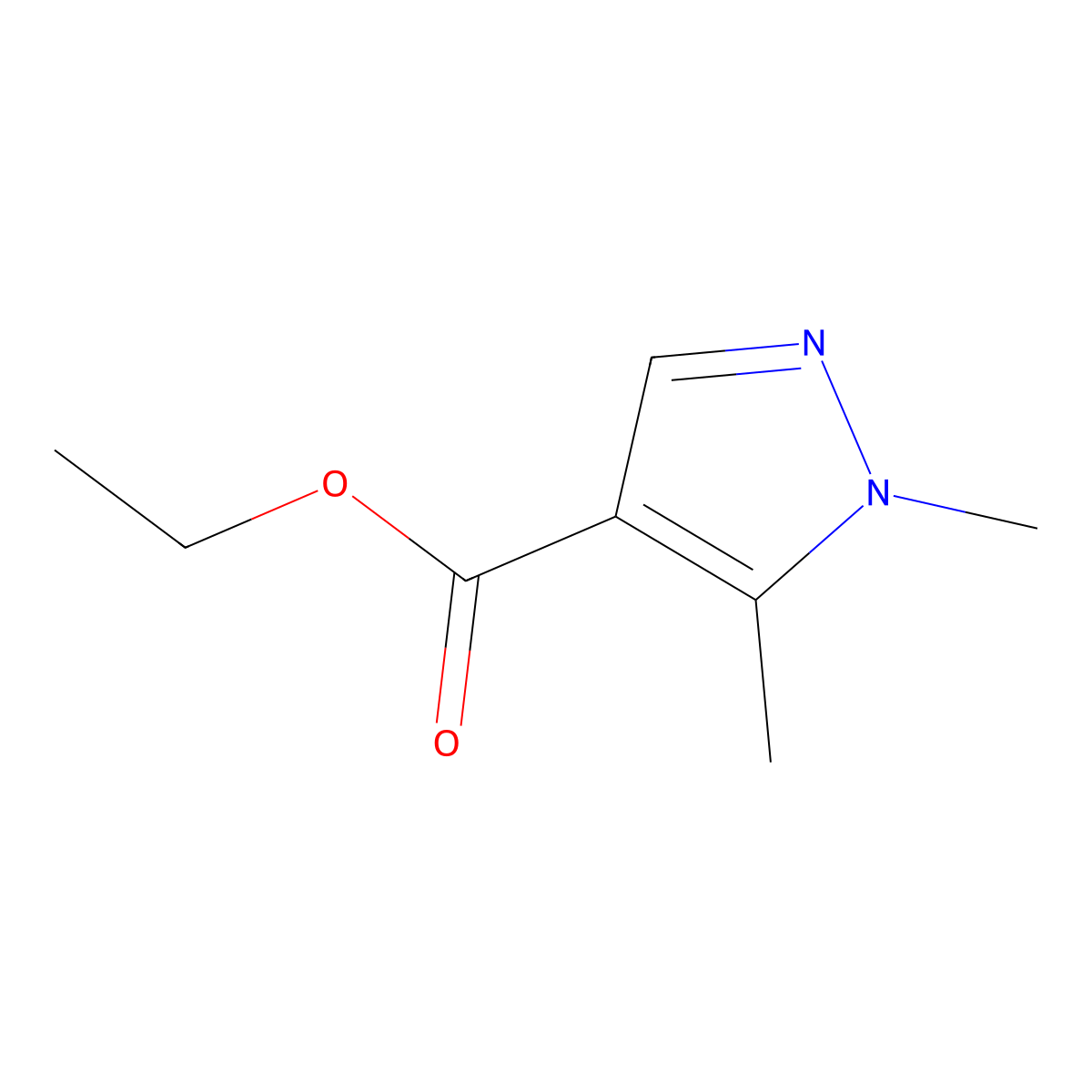 Ethyl 1,5-dimethyl-1H-pyrazole-4-carboxylate molecular structure, CAS 85290-77-3