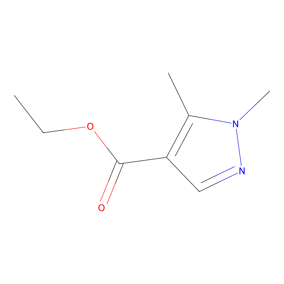 Ethyl 1,5-dimethyl-1H-pyrazole-4-carboxylate molecular structure, CAS 85290-77-3
