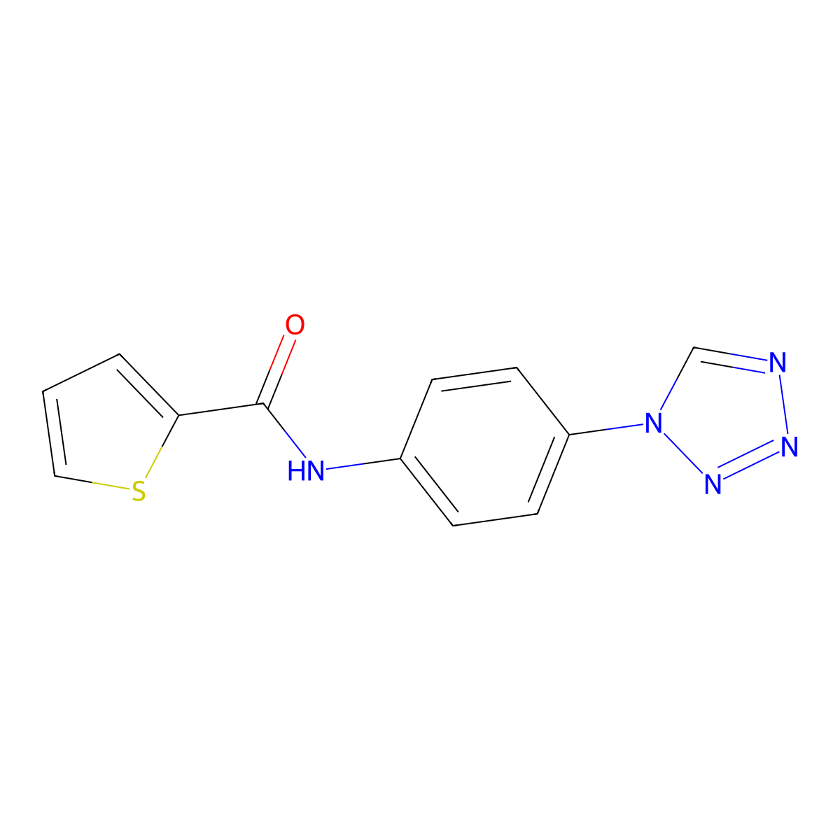 N-[4-(tetrazol-1-yl)phenyl]thiophene-2-carboxamide molecular structure, CAS 852901-05-4