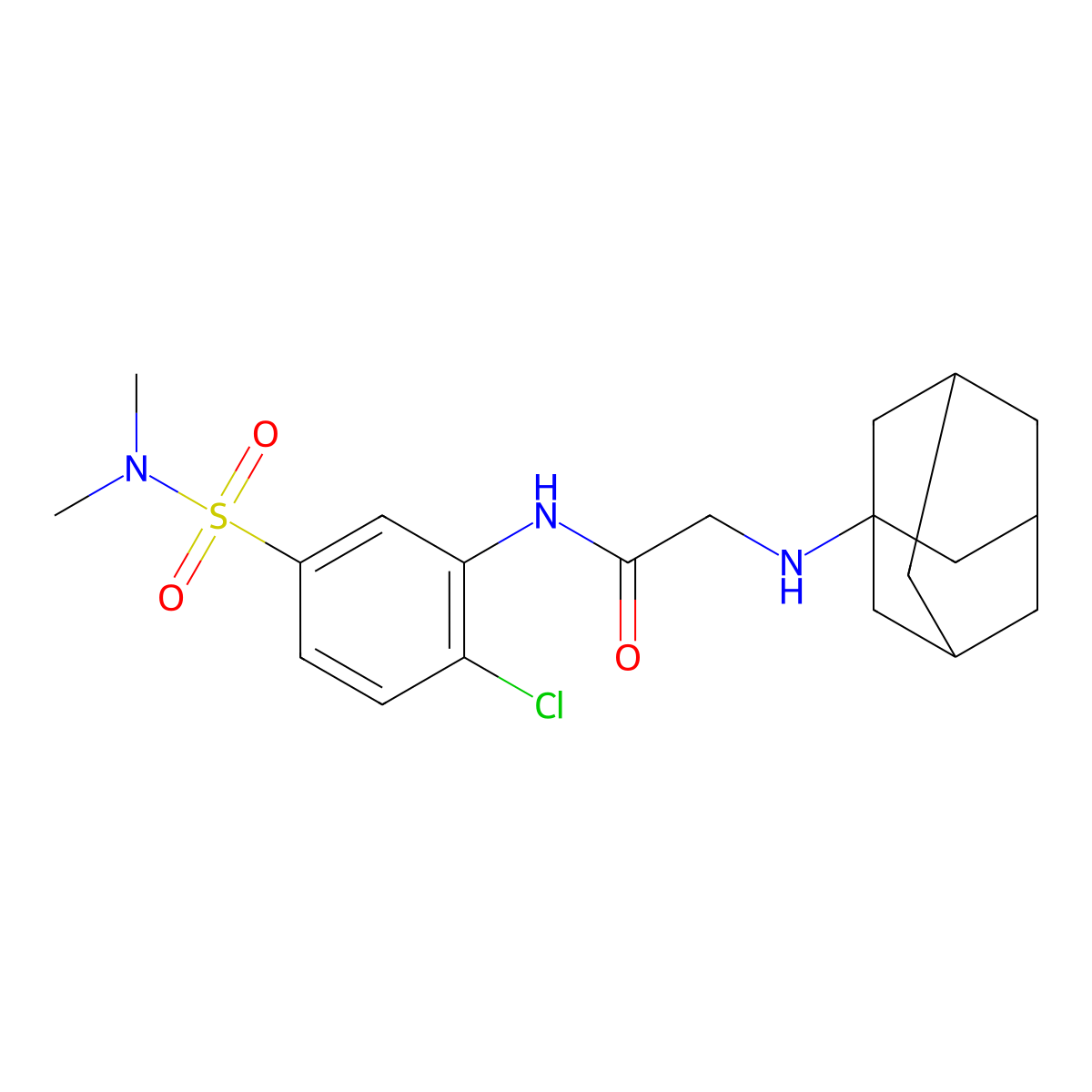 2-(Adamantan-1-ylamino)-N-(2-chloro-5-(N,N-dimethylsulfamoyl)phenyl)acetamide molecular structure, CAS 852902-81-9