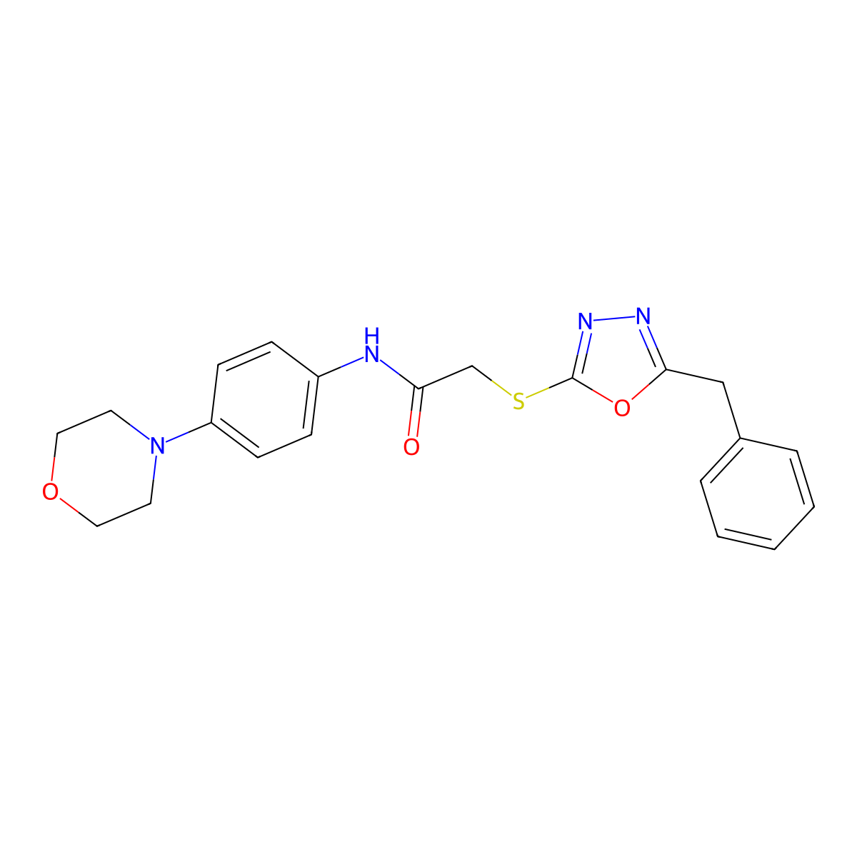 2-[(5-benzyl-1,3,4-oxadiazol-2-yl)sulfanyl]-N-(4-morpholin-4-ylphenyl)acetamide molecular structure, CAS 852903-30-1