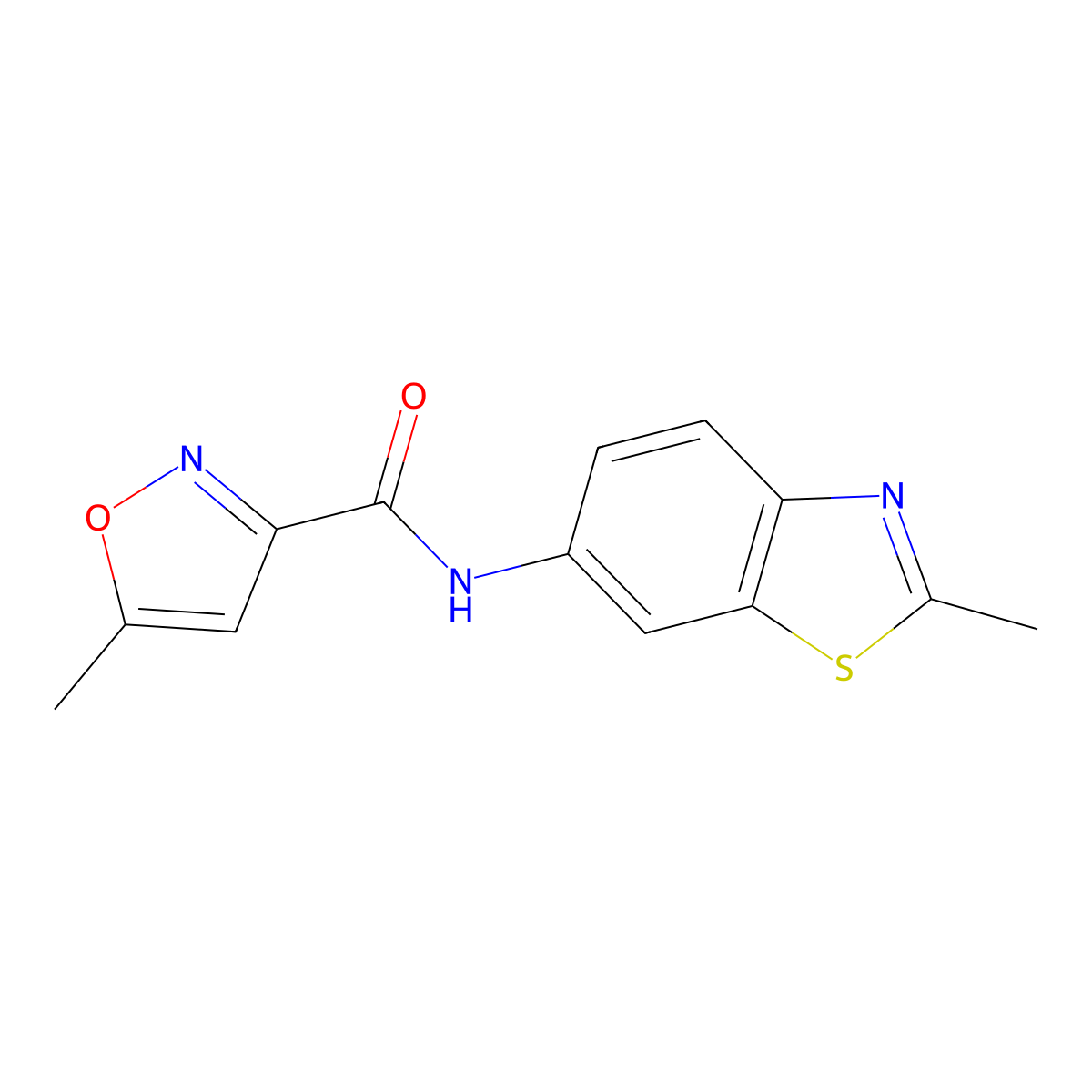 5-methyl-N-(2-methyl-1,3-benzothiazol-6-yl)-1,2-oxazole-3-carboxamide molecular structure, CAS 852906-37-7