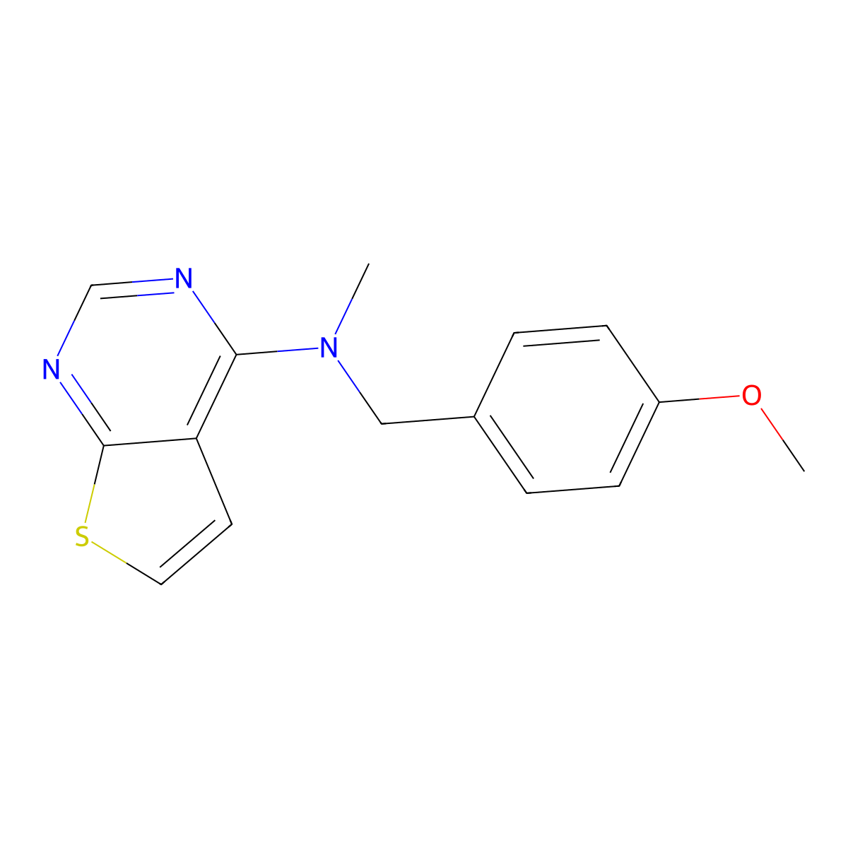 N-[(4-methoxyphenyl)methyl]-N-methylthieno[2,3-d]pyrimidin-4-amine molecular structure, CAS 852916-13-3