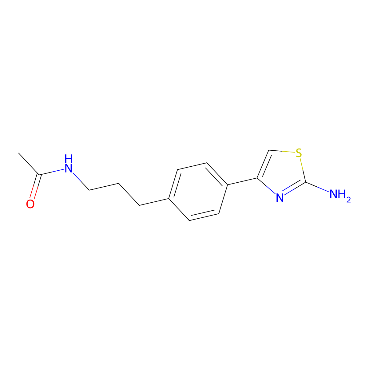 N-{3-[4-(2-amino-1,3-thiazol-4-yl)phenyl]propyl}acetamide molecular structure, CAS 852916-56-4