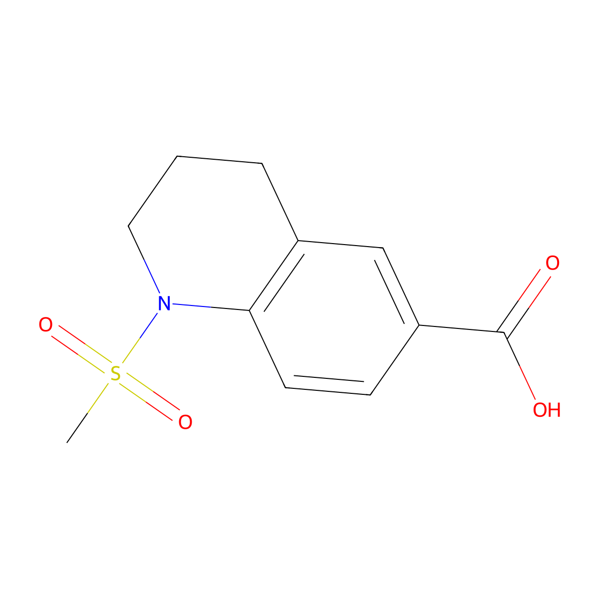 1-Methanesulfonyl-1,2,3,4-tetrahydroquinoline-6-carboxylic acid molecular structure, CAS 852916-95-1