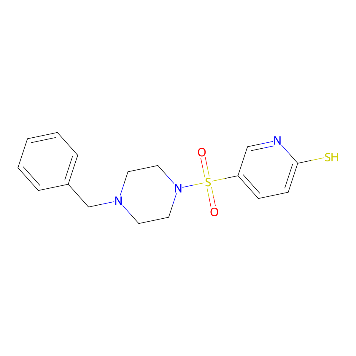 5-((4-(Phenylmethyl)-1-piperazinyl)sulfonyl)-2(1H)-pyridinethione molecular structure, CAS 852916-96-2