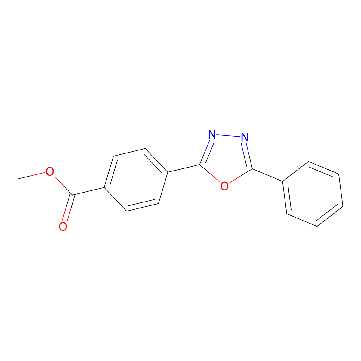 Methyl 4-(5-phenyl-1,3,4-oxadiazol-2-yl)benzoate molecular structure, CAS 85292-39-3
