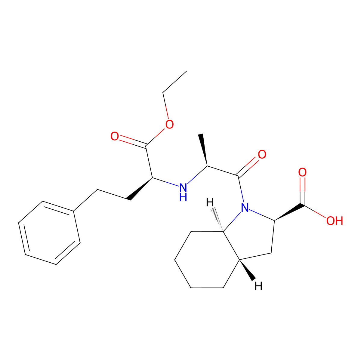 (2R,3As,7aR)-1-[(2S)-2-[[(2S)-1-ethoxy-1-oxo-4-phenylbutan-2-yl]amino]propanoyl]-2,3,3a,4,5,6,7,7a-octahydroindole-2-carboxylic acid molecular structure, CAS 852921-57-4