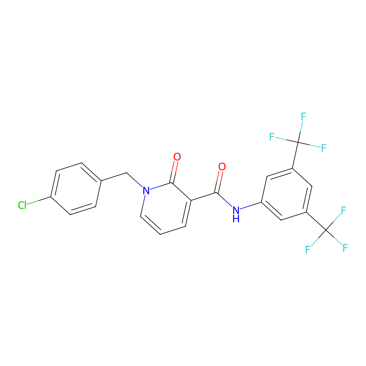 N-[3,5-bis(trifluoromethyl)phenyl]-1-[(4-chlorophenyl)methyl]-2-oxopyridine-3-carboxamide molecular structure, CAS 852924-40-4
