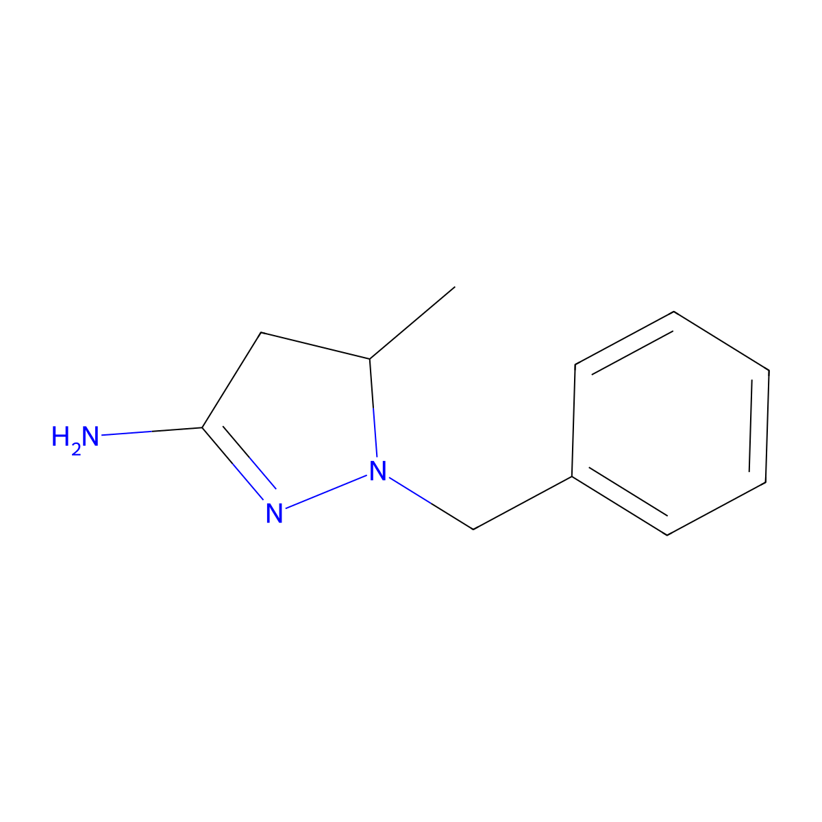 1-benzyl-5-methyl-4,5-dihydro-1H-pyrazol-3-amine molecular structure, CAS 85293-09-0