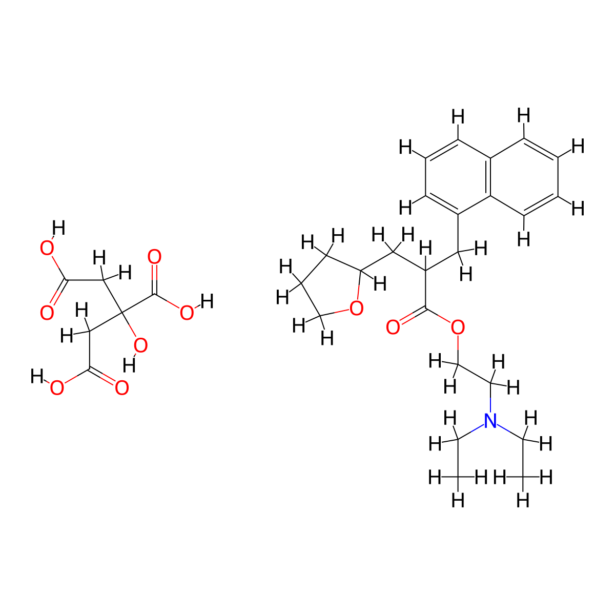 Naftidrofuryl citrate molecular structure, CAS 85293-34-1