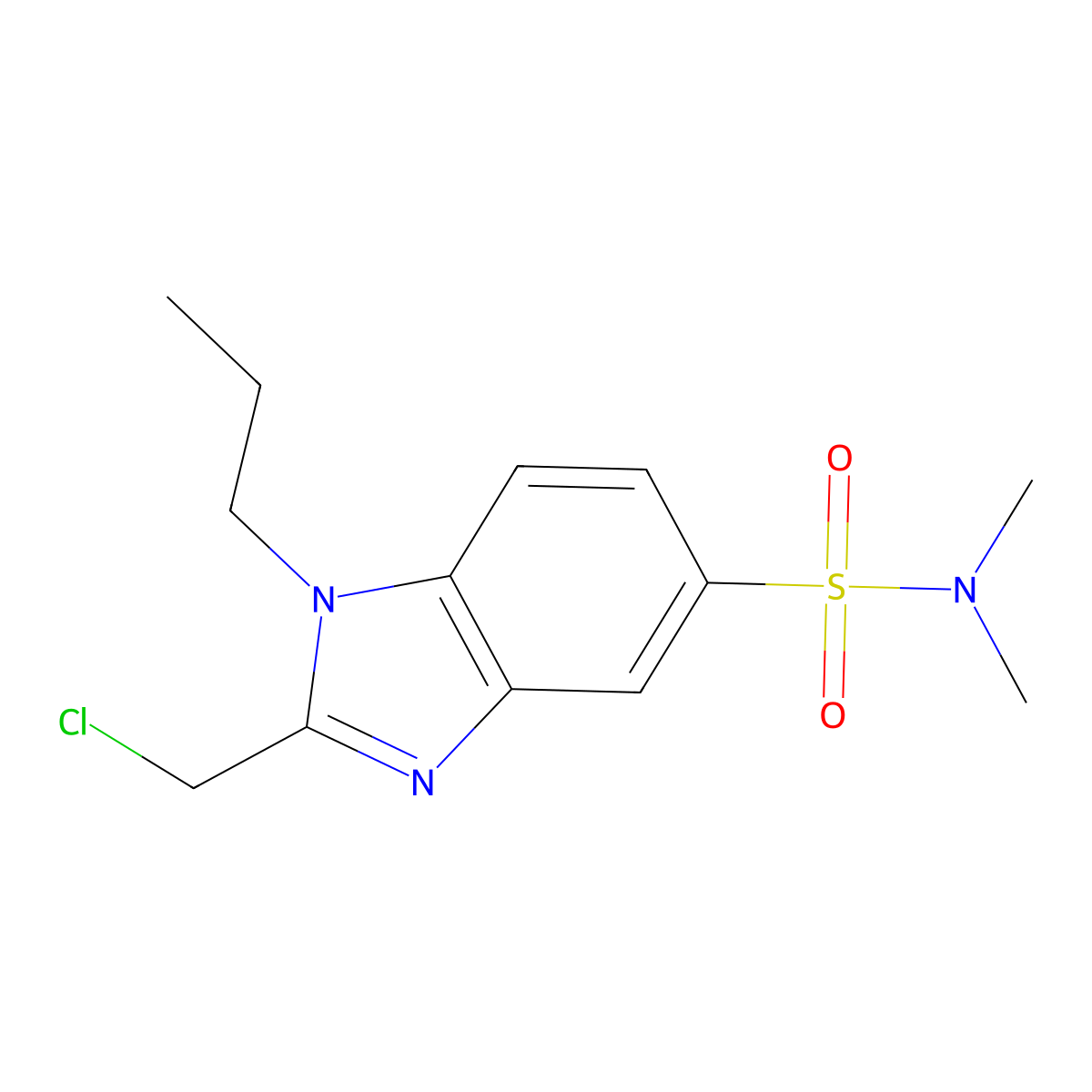 2-(chloromethyl)-N,N-dimethyl-1-propyl-1H-1,3-benzodiazole-5-sulfonamide molecular structure, CAS 852933-08-5