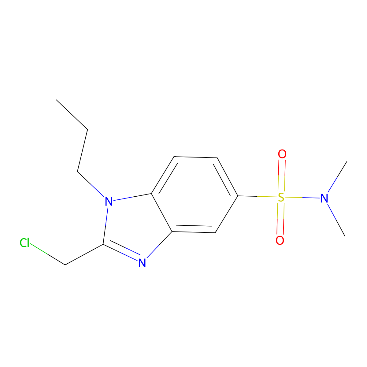 2-(chloromethyl)-N,N-dimethyl-1-propyl-1H-1,3-benzodiazole-5-sulfonamide molecular structure, CAS 852933-08-5