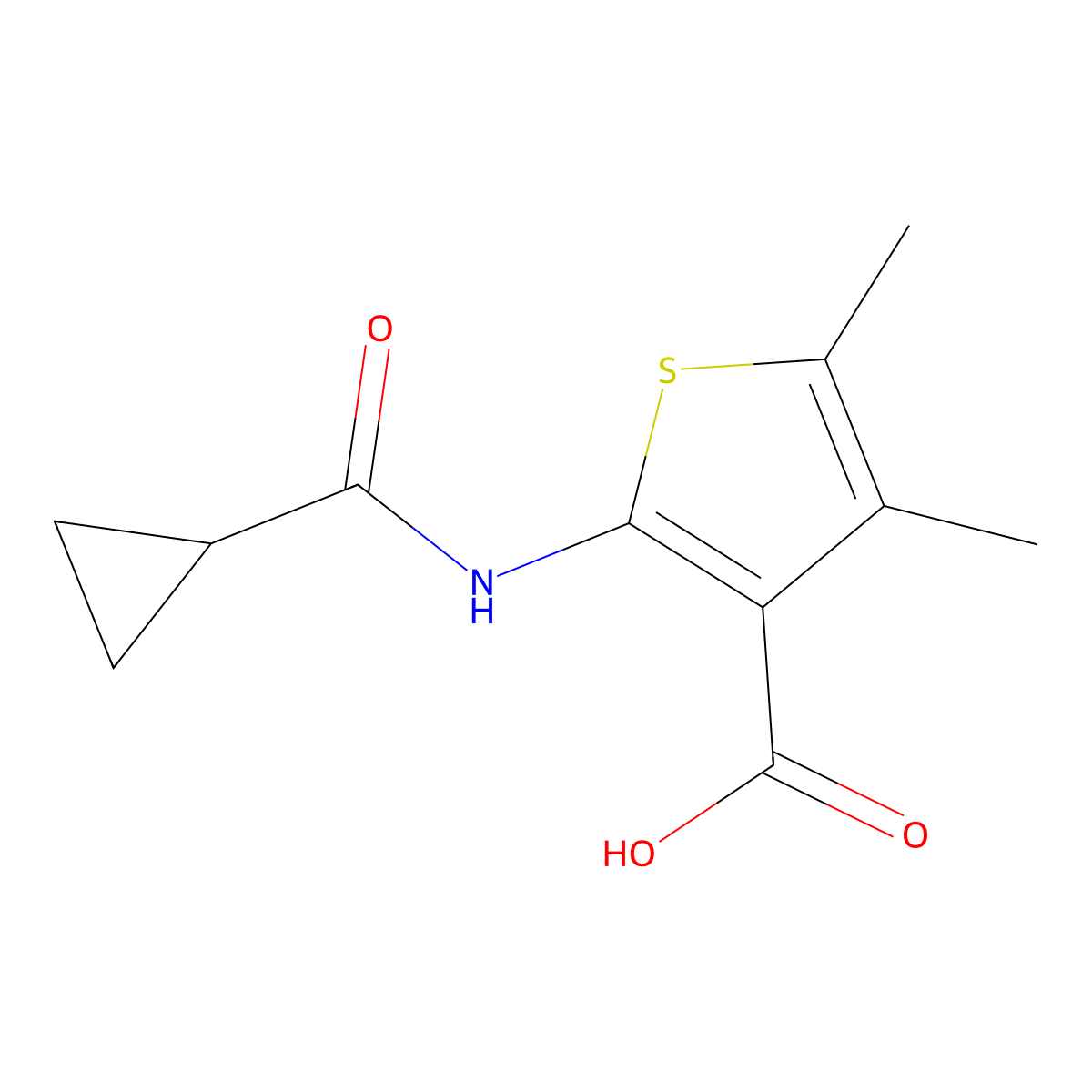 2-[(Cyclopropylcarbonyl)amino]-4,5-dimethylthiophene-3-carboxylic acid molecular structure, CAS 852933-11-0