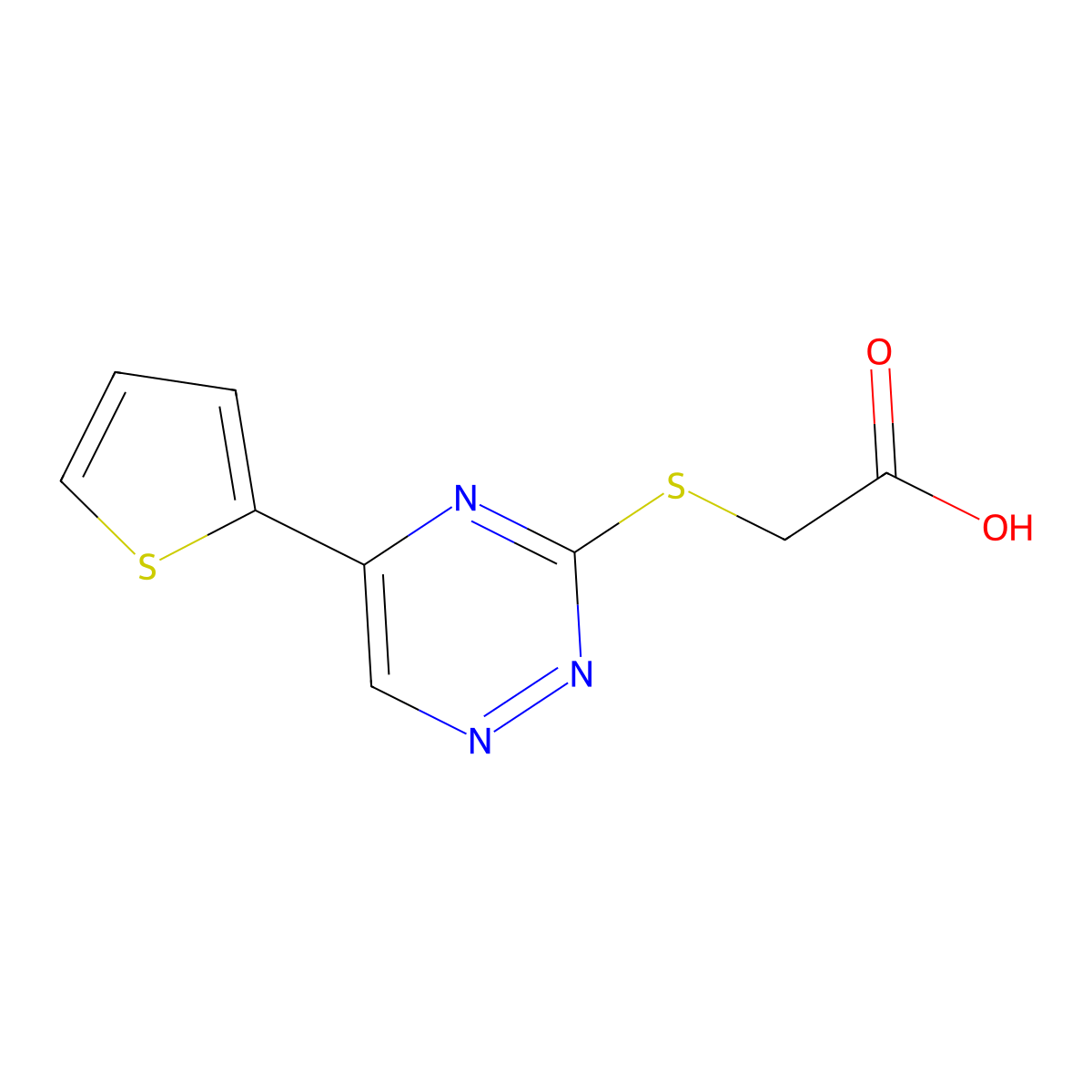 2-{[5-(Thiophen-2-yl)-1,2,4-triazin-3-yl]sulfanyl}acetic acid molecular structure, CAS 852933-12-1